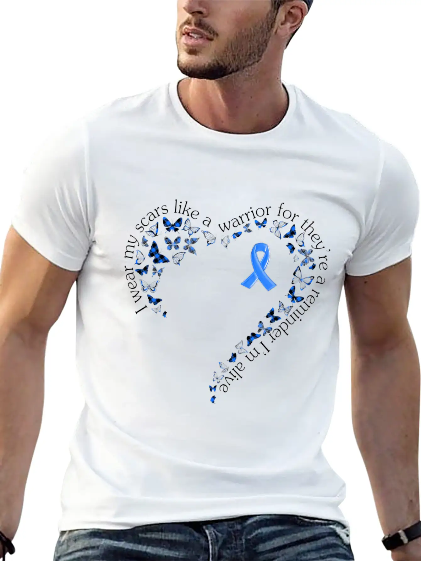 Tg Heart Butterfly Ribbon Colon Cancer Awareness Comfortable Minimalist Graphic Tee – Summer Style Essential