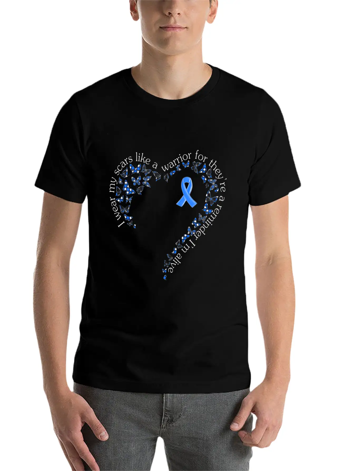 Tg Heart Butterfly Ribbon Colon Cancer Awareness Comfortable Minimalist Graphic Tee – Summer Style Essential