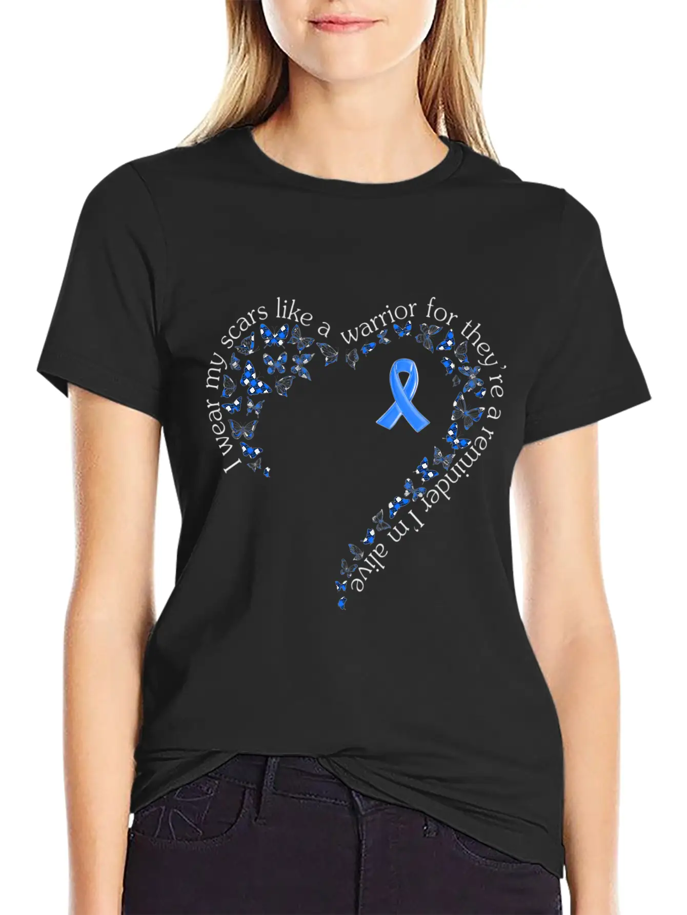 Tg Heart Butterfly Ribbon Colon Cancer Awareness Comfortable Minimalist Graphic Tee – Summer Style Essential