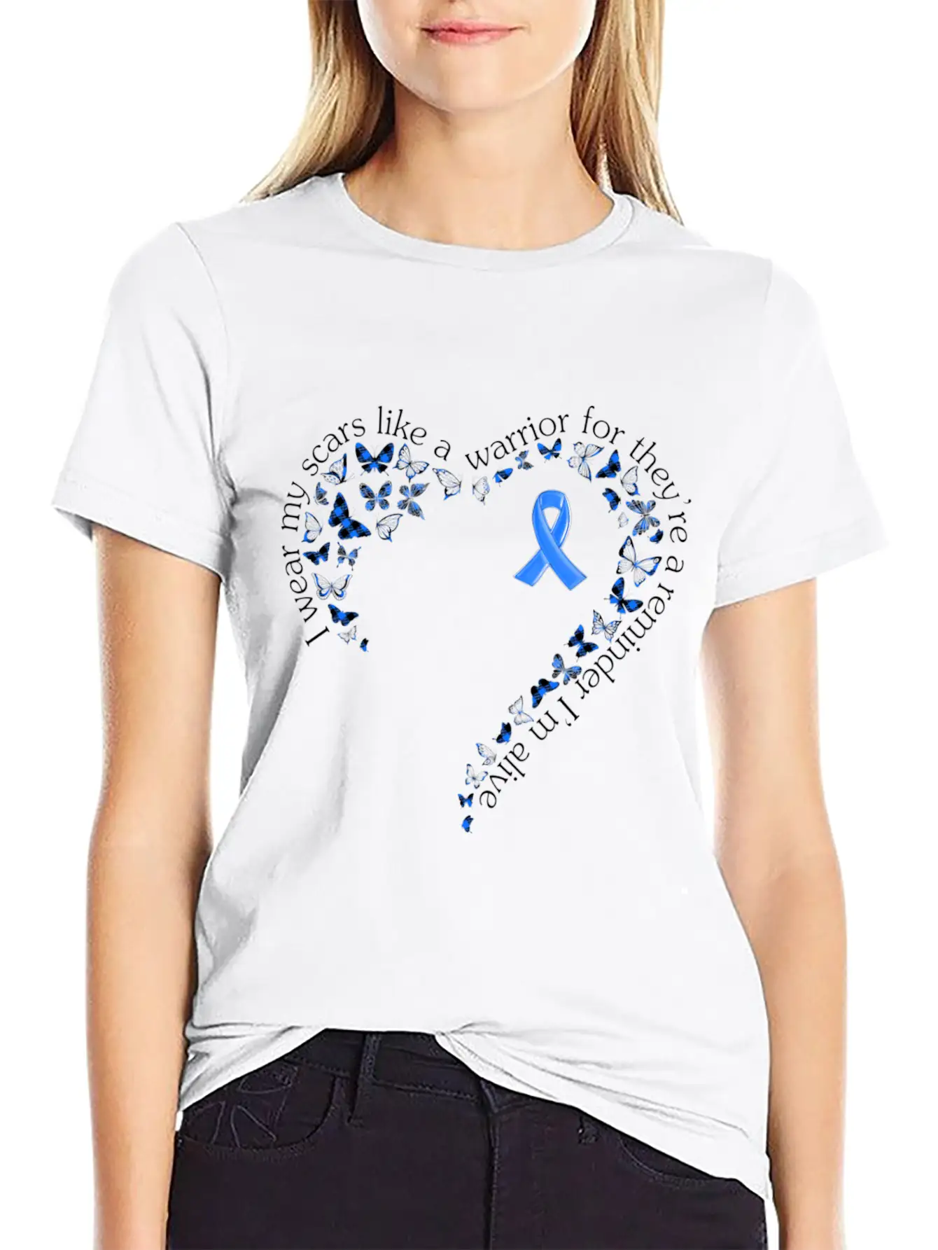 Tg Heart Butterfly Ribbon Colon Cancer Awareness Comfortable Minimalist Graphic Tee – Summer Style Essential