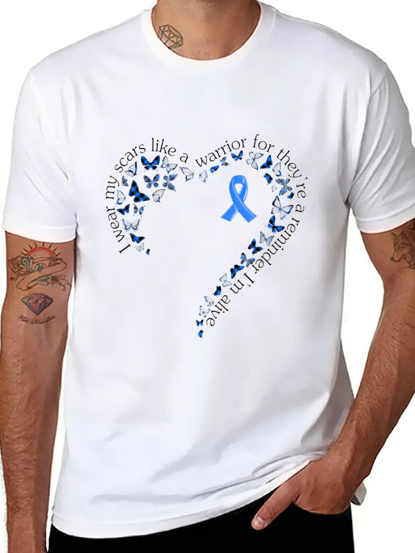 Tg Heart Butterfly Ribbon Colon Cancer Awareness Comfortable Minimalist Graphic Tee – Summer Style Essential