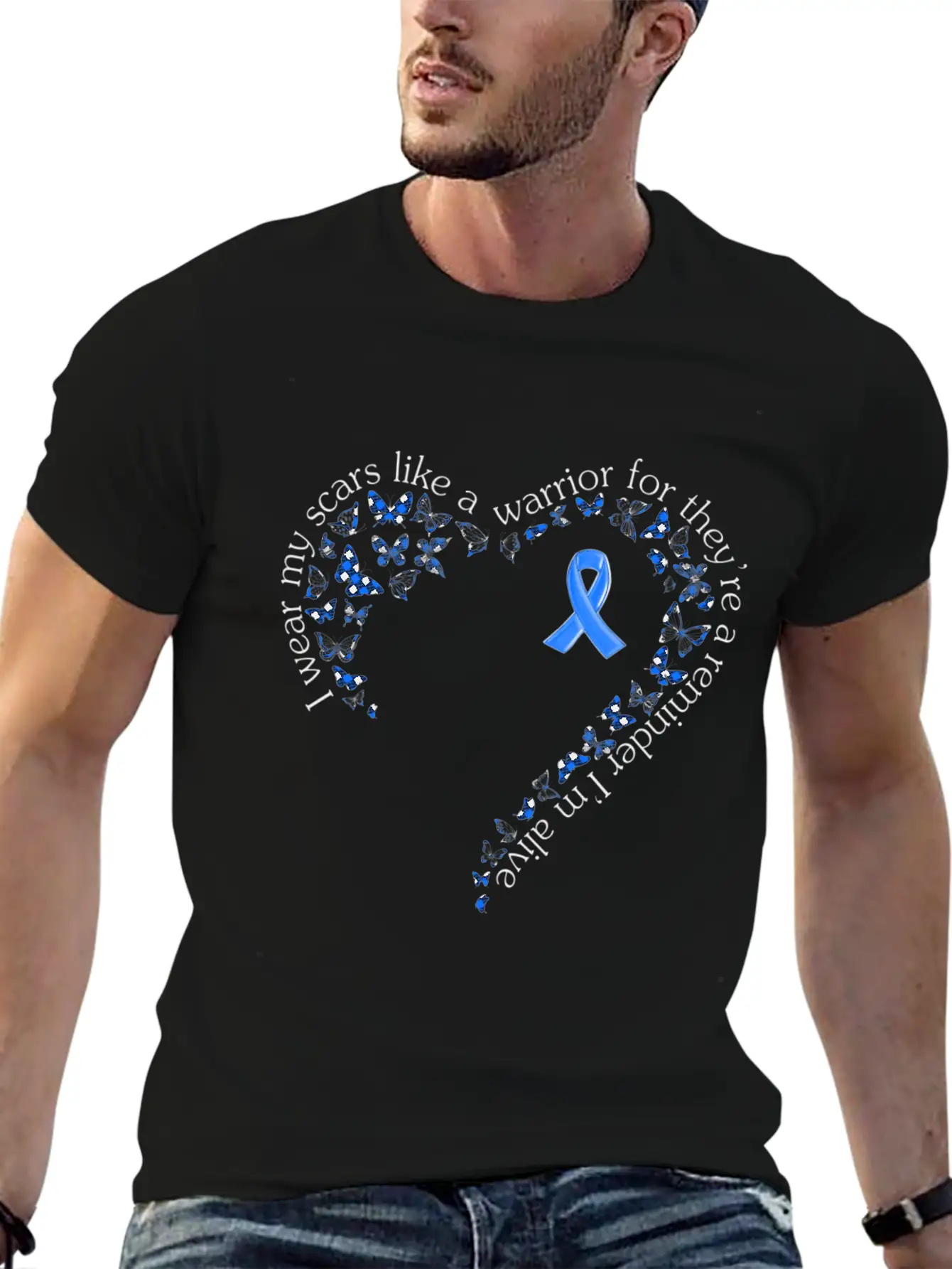 Tg Heart Butterfly Ribbon Colon Cancer Awareness Comfortable Minimalist Graphic Tee – Summer Style Essential