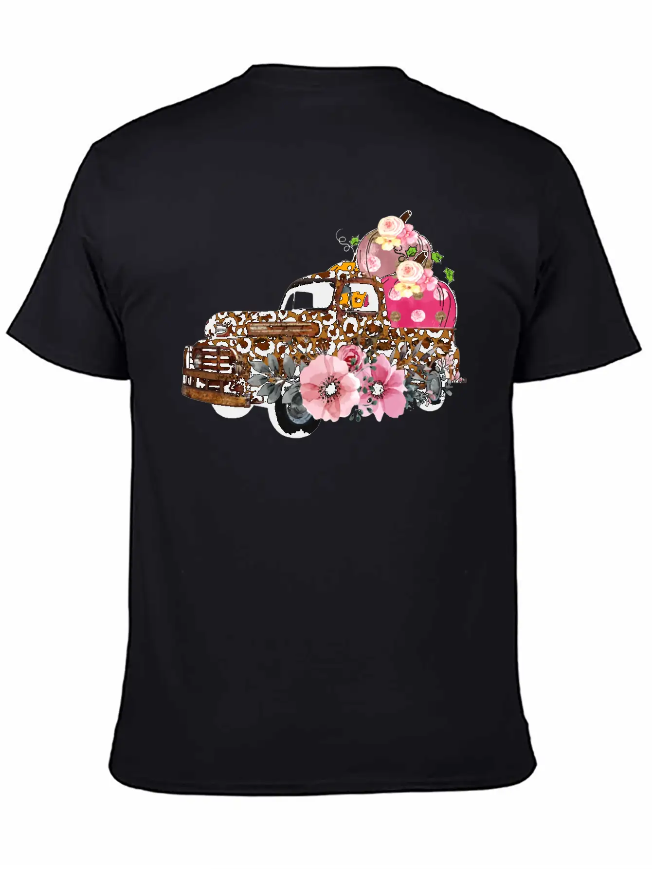 Thanksgiving Fall Leopard Old Truck Pumpkins Soft Cotton Short Sleeve Tee – Unisex Wardrobe Staple