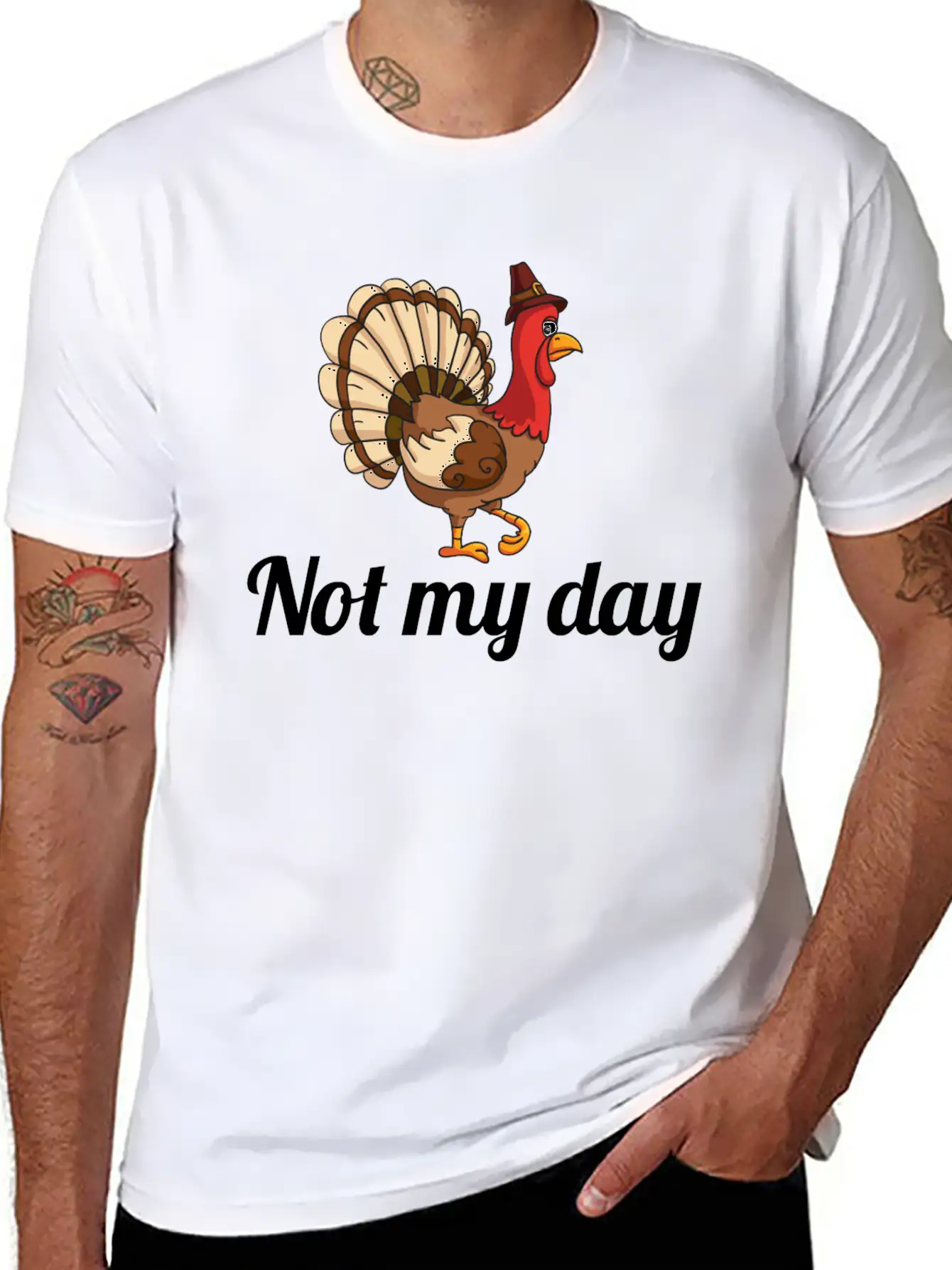Thanksgiving Turkey Funny Not My Day Gift Cartoon Modern Fit Casual T-Shirt – Clean And Versatile Design