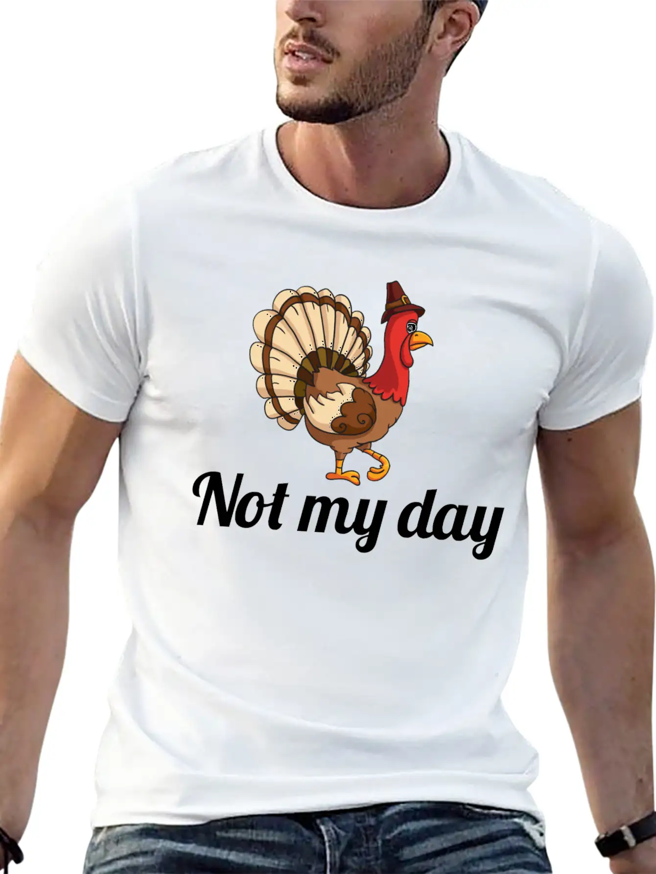 Thanksgiving Turkey Funny Not My Day Gift Cartoon Modern Fit Casual T-Shirt – Clean And Versatile Design
