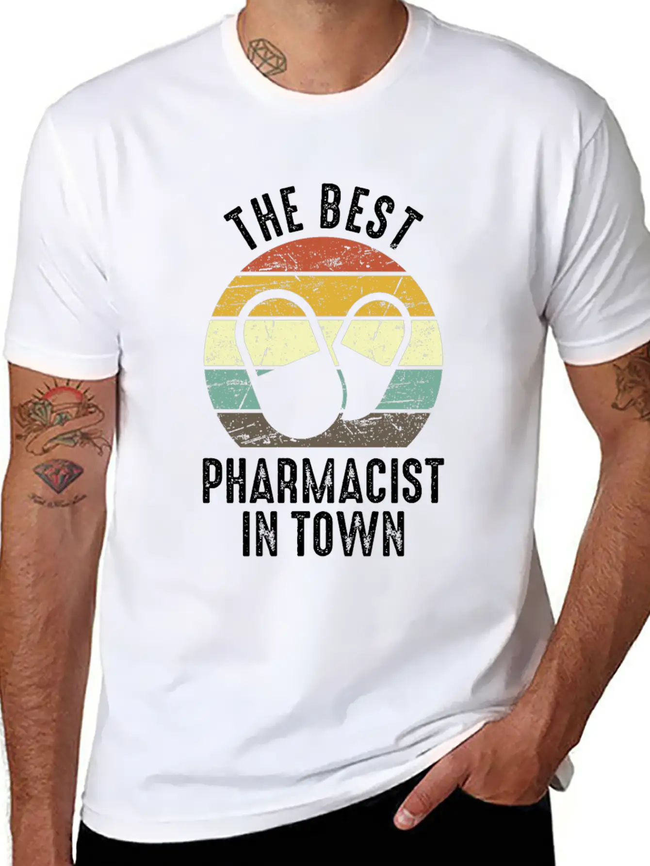 The Best Pharmacist In Town Vintage Pharmacy Modern Fit Casual T-Shirt – Clean And Versatile Design