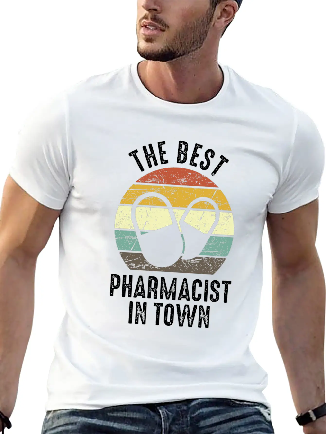 The Best Pharmacist In Town Vintage Pharmacy Modern Fit Casual T-Shirt – Clean And Versatile Design