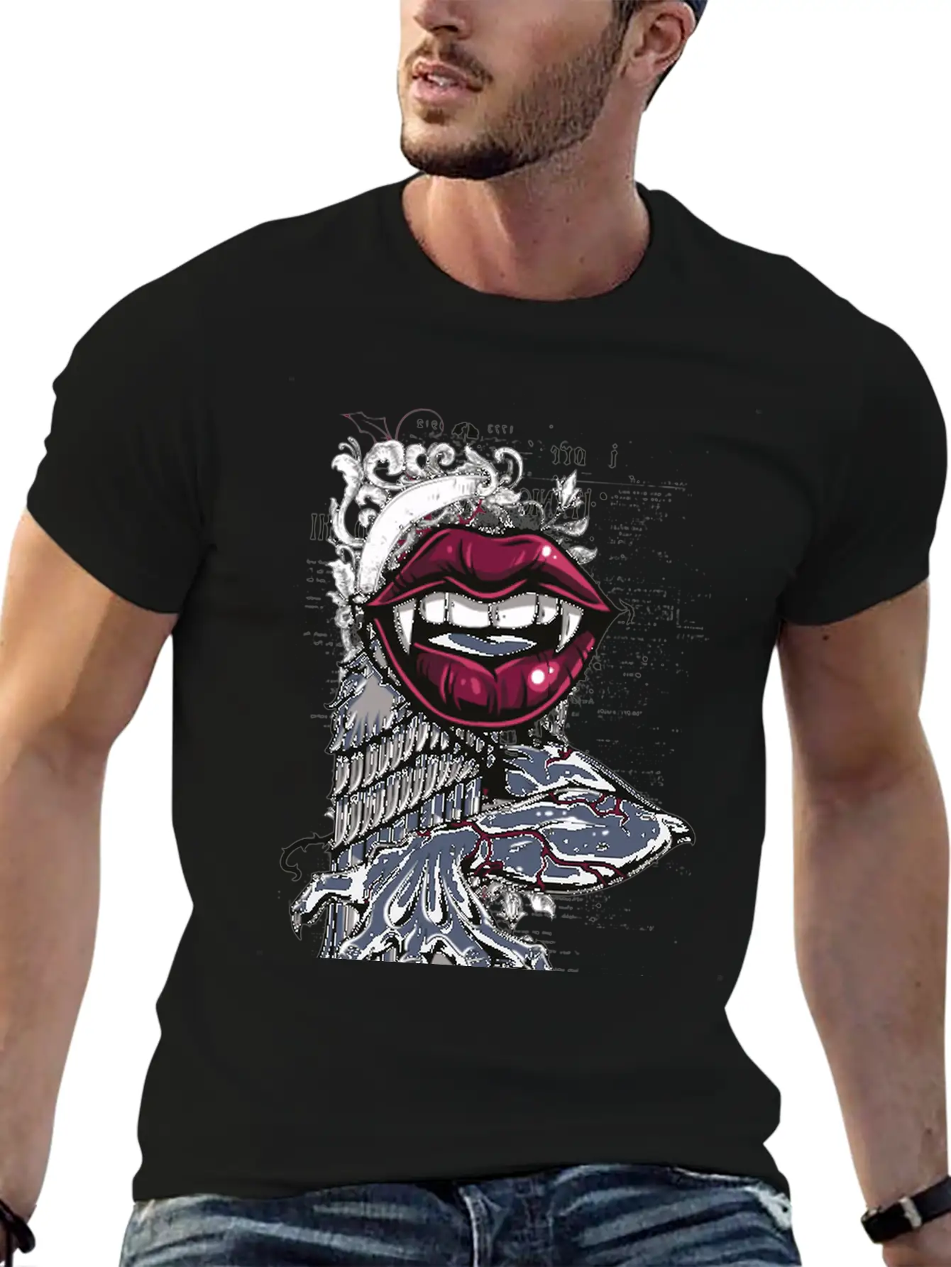 The Bite Of The Vampire - Dangerous Women Lips Unisex Casual T-Shirt ��� Clean Design For Daily Comfort