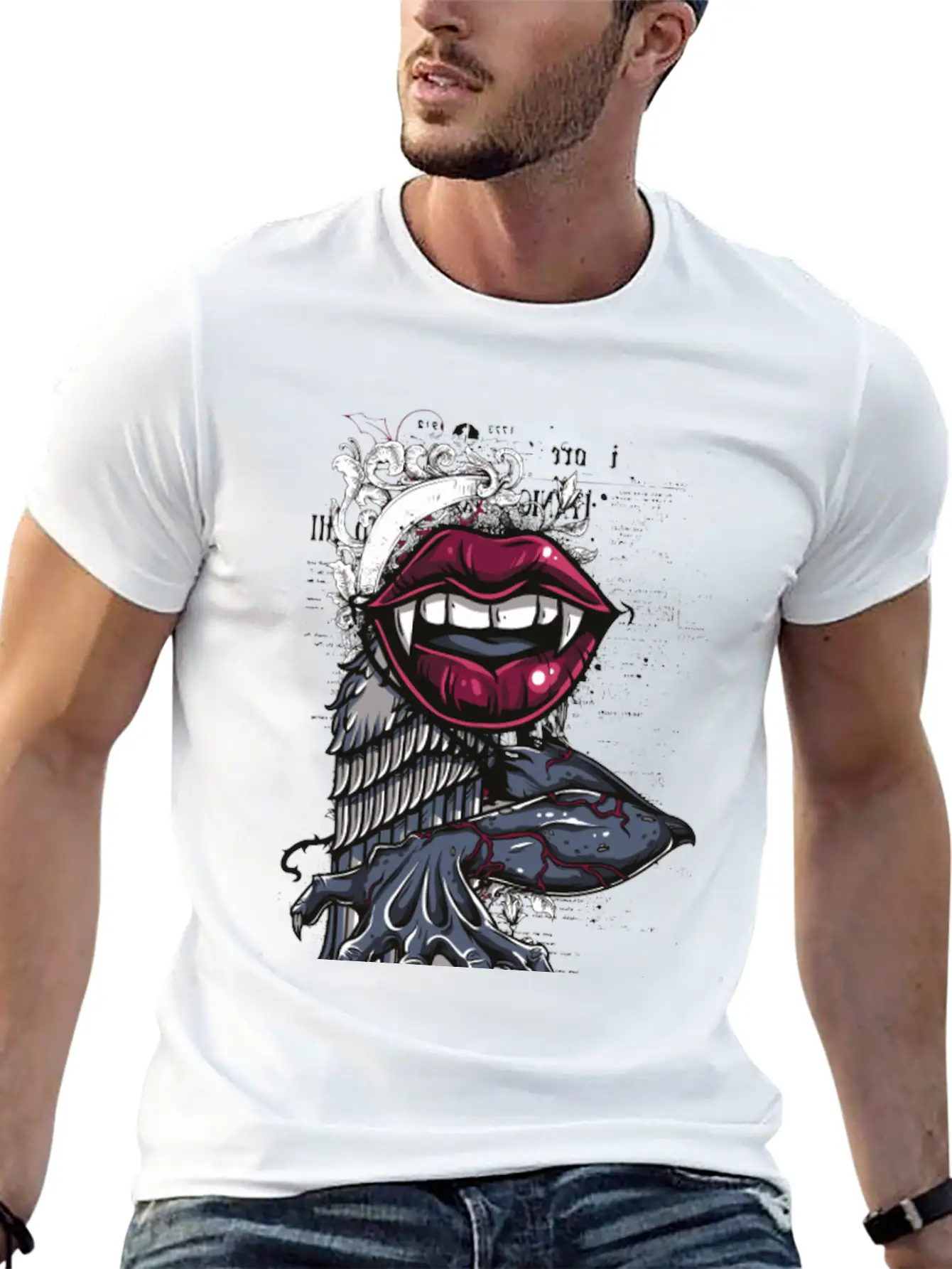 The Bite Of The Vampire - Dangerous Women Lips Unisex Casual T-Shirt ��� Clean Design For Daily Comfort