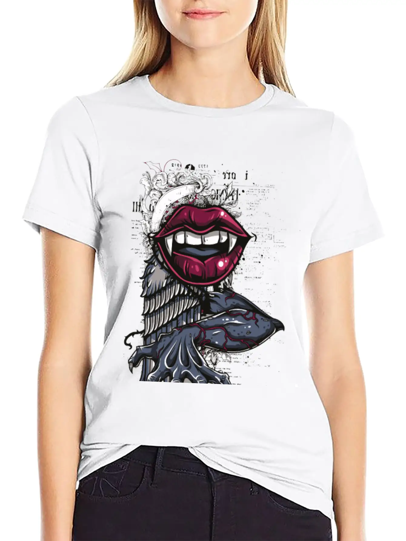 The Bite Of The Vampire - Dangerous Women Lips Unisex Casual T-Shirt ��� Clean Design For Daily Comfort