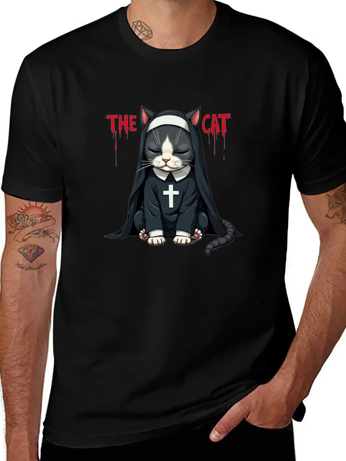 The Cat Nun – Cute & Whimsical Cartoon Art Unisex Casual T-Shirt – Clean Design For Daily Comfort
