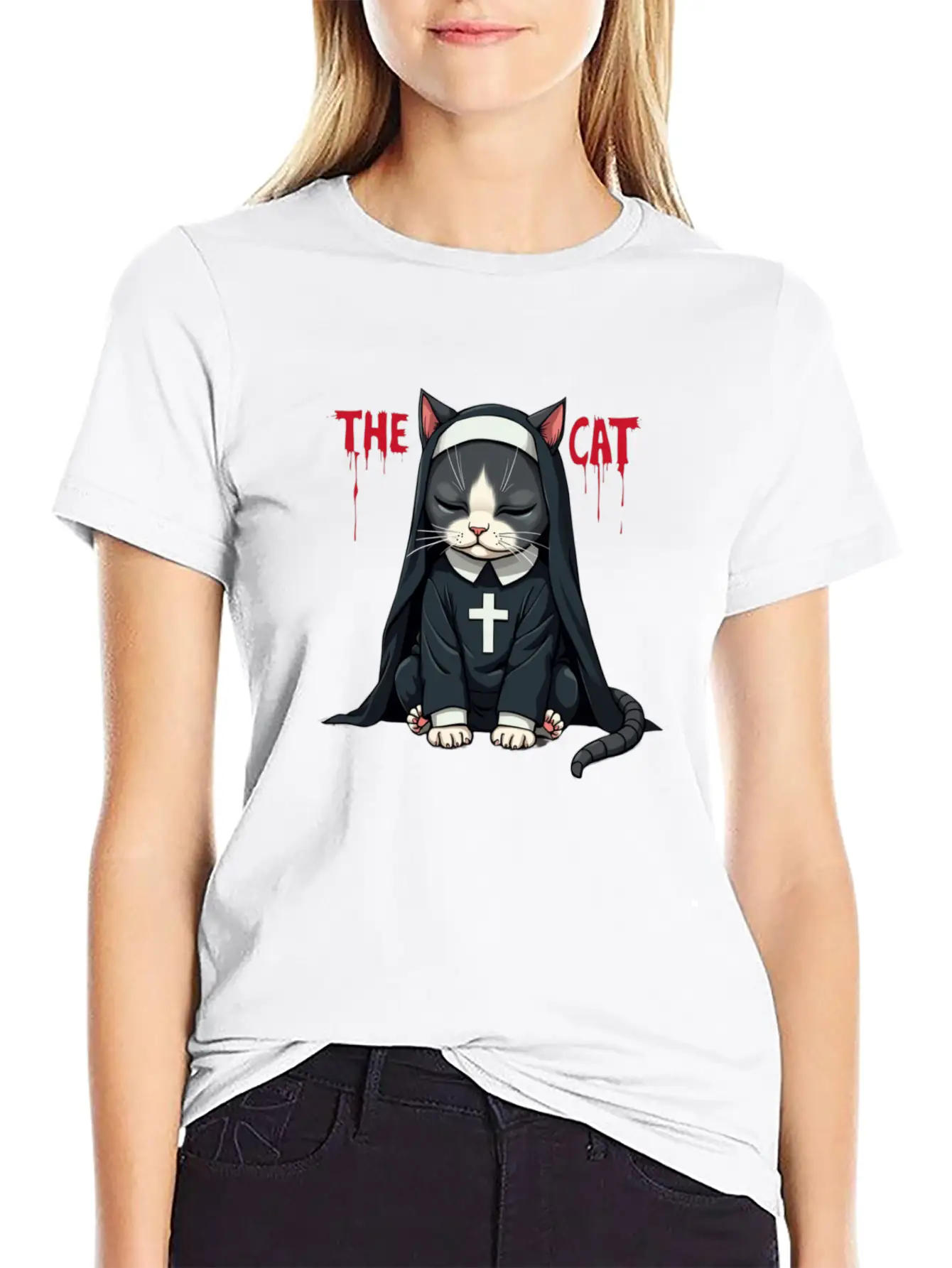 The Cat Nun – Cute & Whimsical Cartoon Art Unisex Casual T-Shirt – Clean Design For Daily Comfort