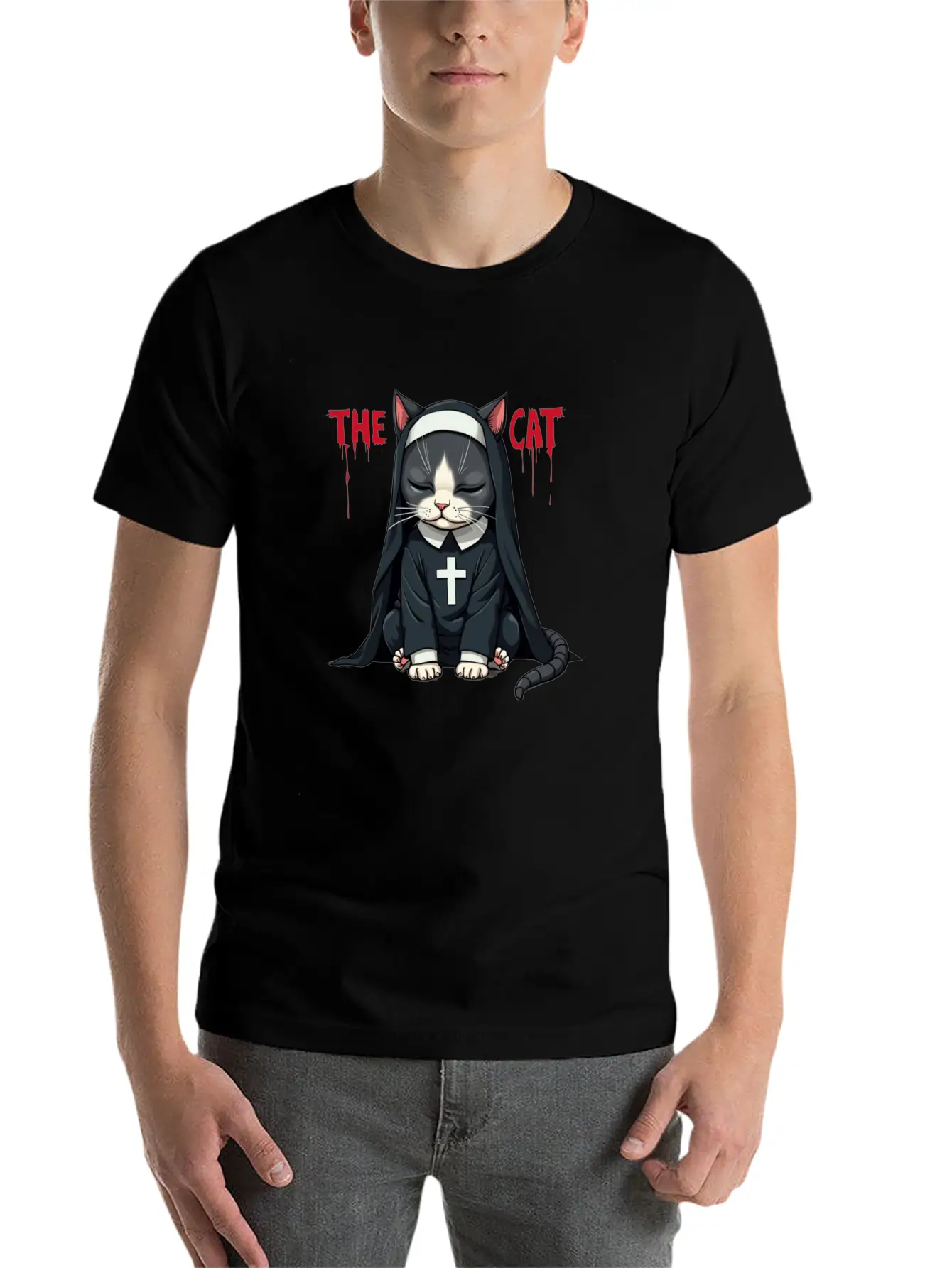 The Cat Nun – Cute & Whimsical Cartoon Art Unisex Casual T-Shirt – Clean Design For Daily Comfort