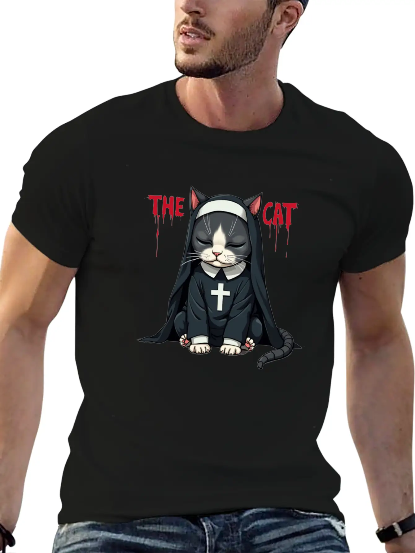 The Cat Nun – Cute & Whimsical Cartoon Art Unisex Casual T-Shirt – Clean Design For Daily Comfort