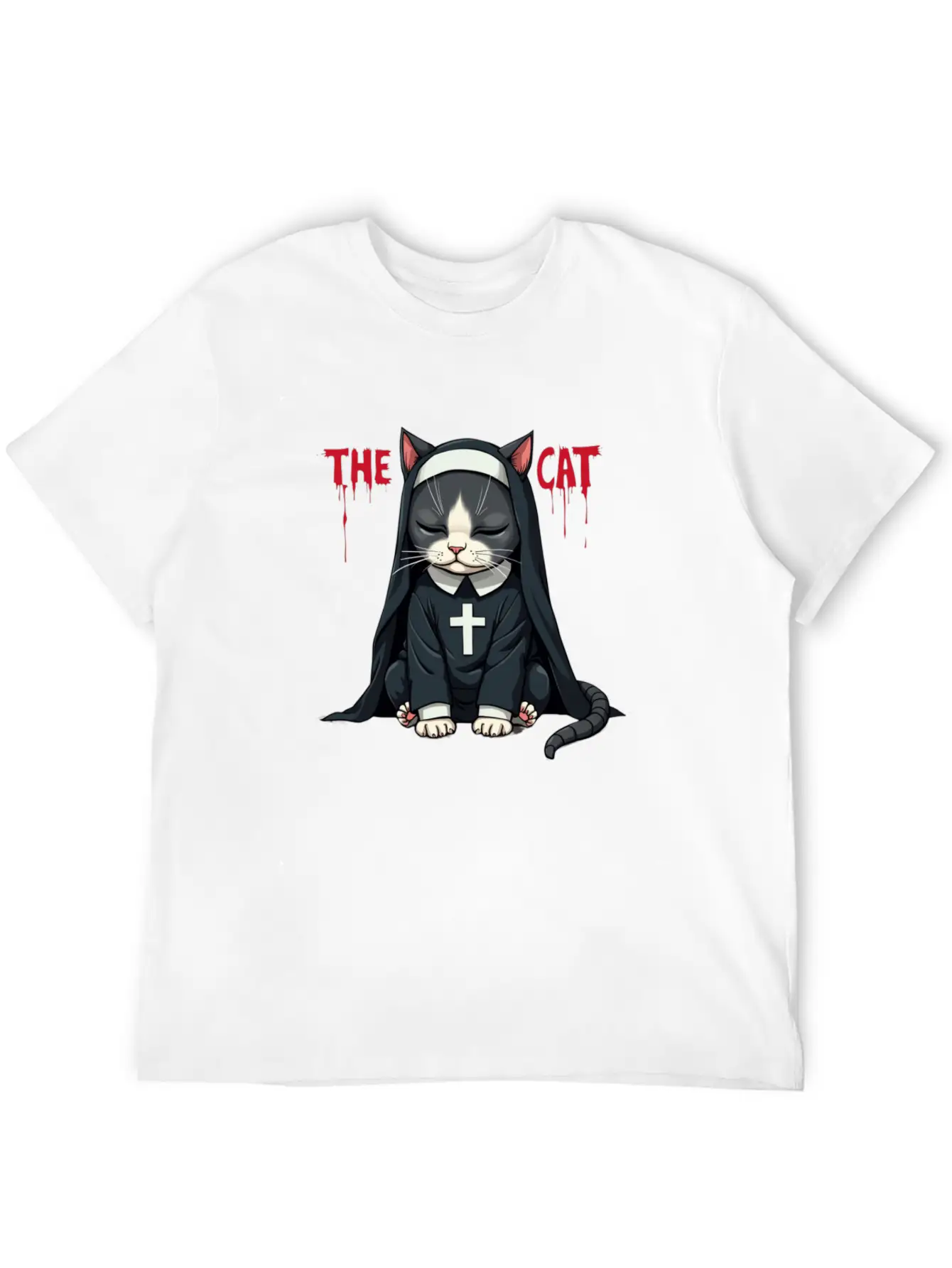 The Cat Nun – Cute & Whimsical Cartoon Art Unisex Casual T-Shirt – Clean Design For Daily Comfort