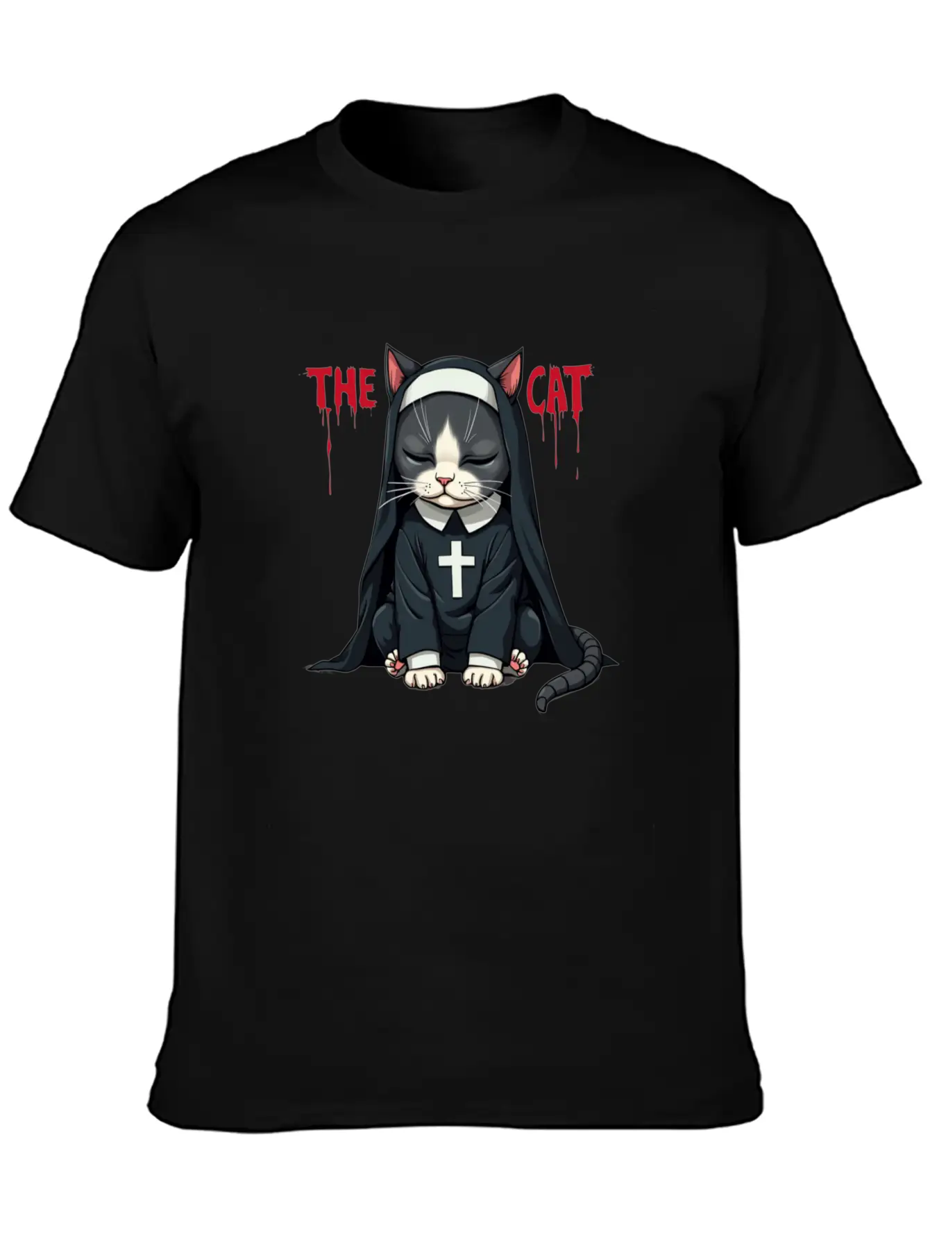 The Cat Nun – Cute & Whimsical Cartoon Art Unisex Casual T-Shirt – Clean Design For Daily Comfort