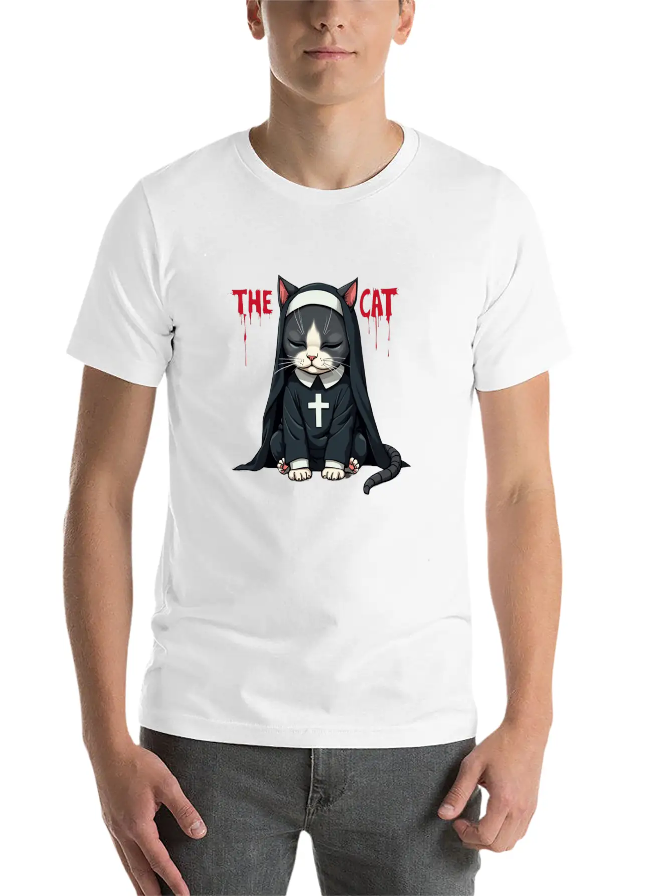 The Cat Nun – Cute & Whimsical Cartoon Art Unisex Casual T-Shirt – Clean Design For Daily Comfort