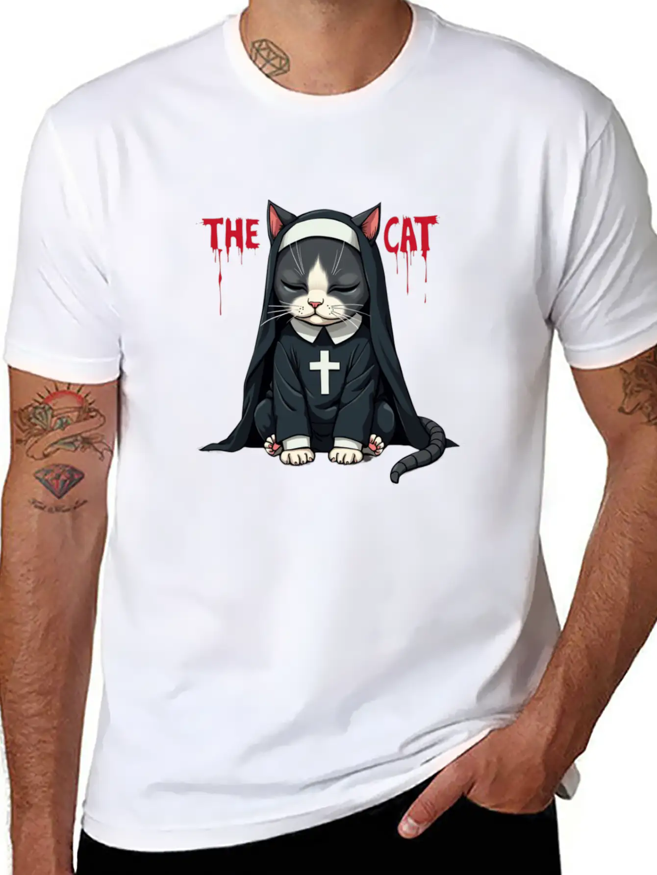 The Cat Nun – Cute & Whimsical Cartoon Art Unisex Casual T-Shirt – Clean Design For Daily Comfort