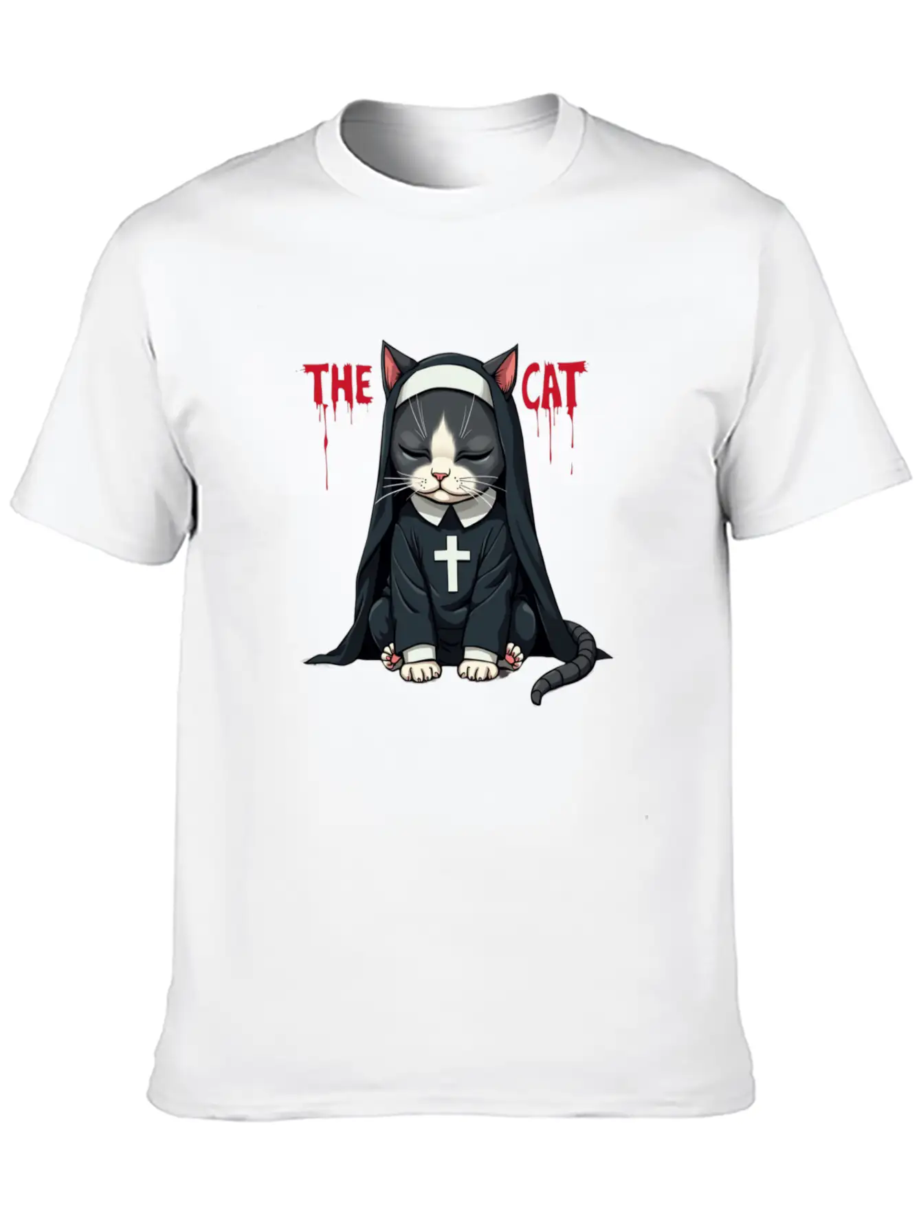 The Cat Nun – Cute & Whimsical Cartoon Art Unisex Casual T-Shirt – Clean Design For Daily Comfort