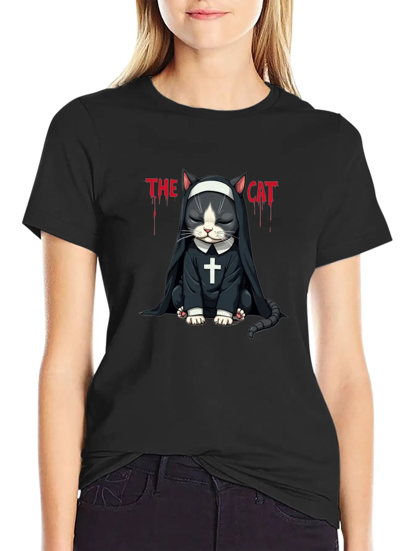 The Cat Nun – Cute & Whimsical Cartoon Art Unisex Casual T-Shirt – Clean Design For Daily Comfort