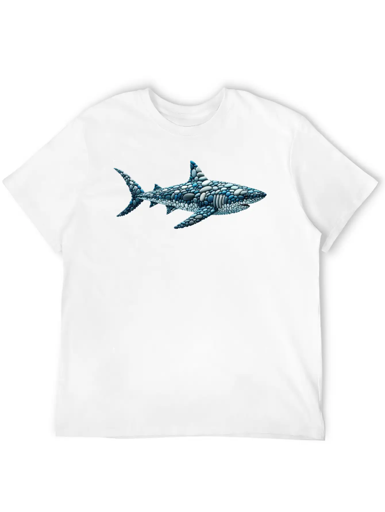 The Cobblestone Shark - A Great White In Pebbles Unisex Casual T-Shirt – Clean Design For Daily Comfort