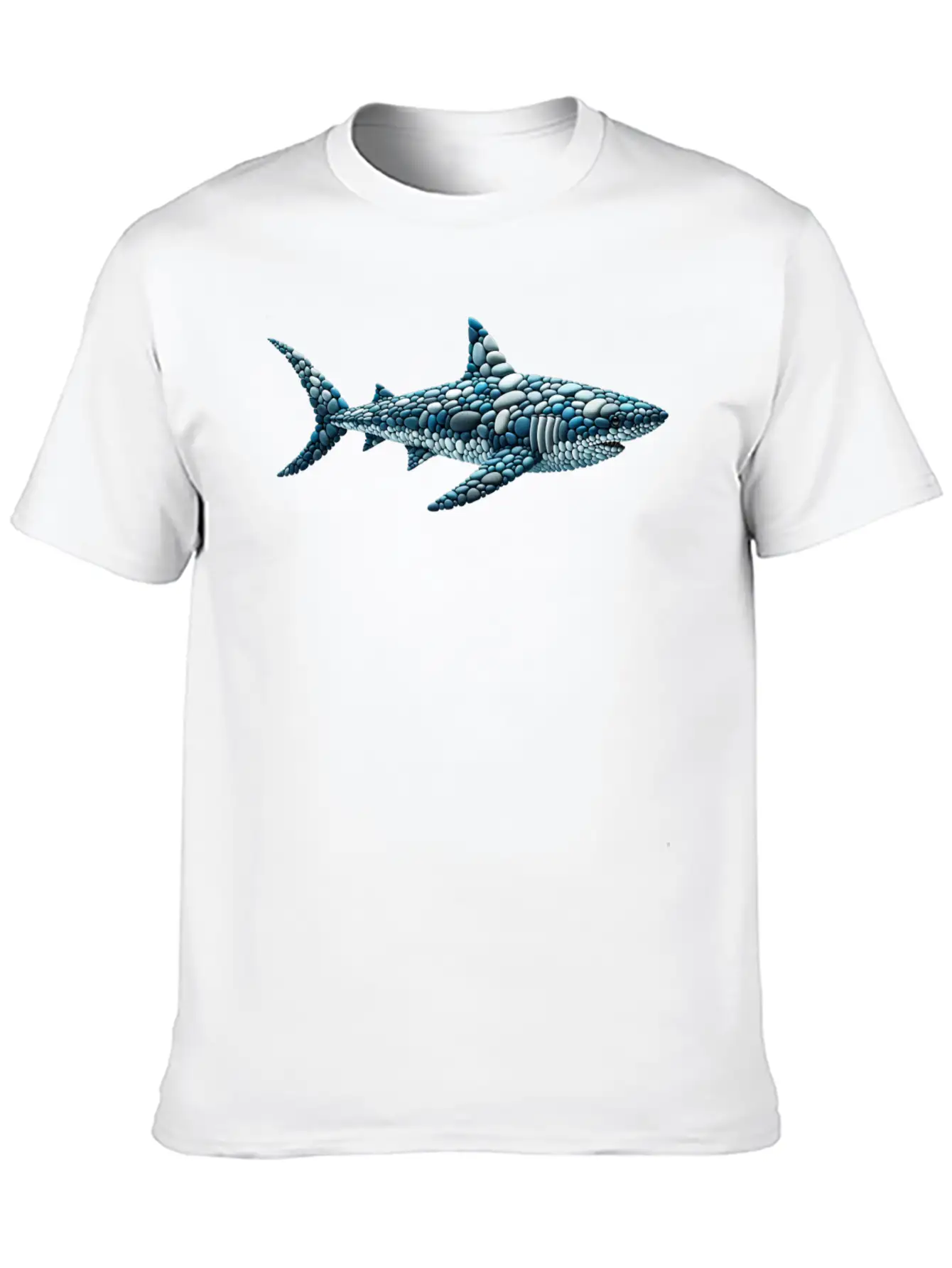 The Cobblestone Shark - A Great White In Pebbles Unisex Casual T-Shirt – Clean Design For Daily Comfort