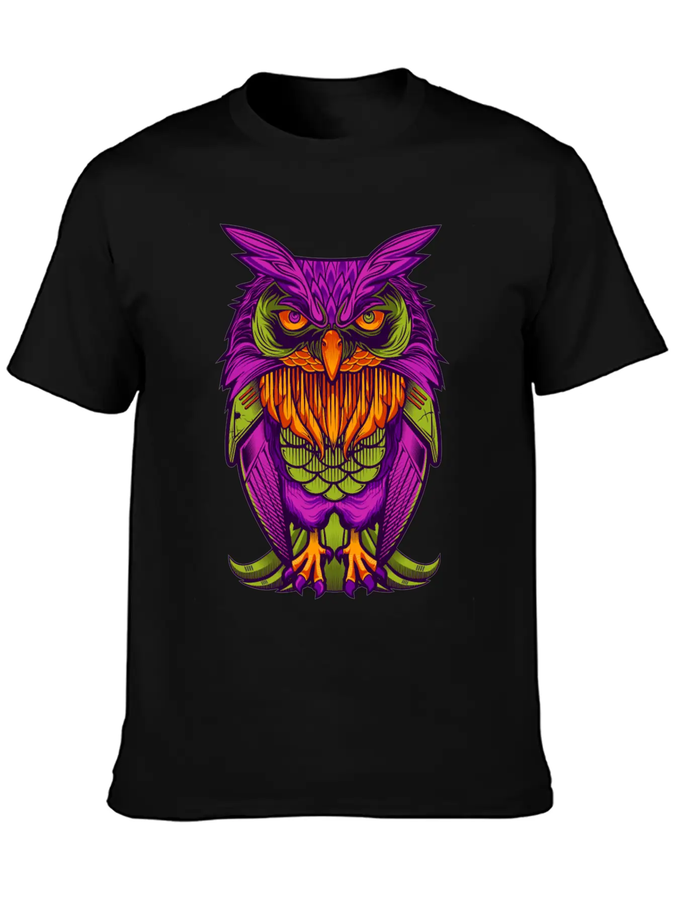The Cyborg Owl Lightweight Cotton T-Shirt – Daily Comfort Graphic Shirt