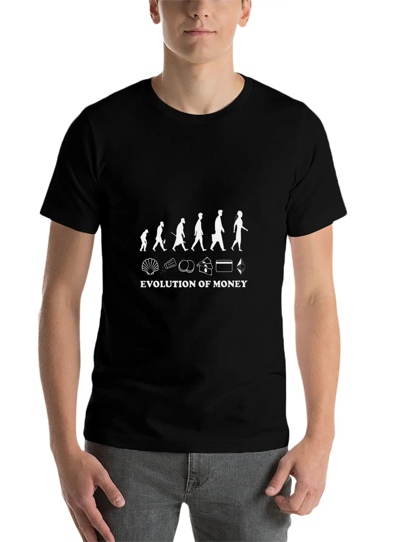 The Evolution Of Money ETH Crypto Stylish Everyday T-Shirt – Unisex Basic Cotton Tee
