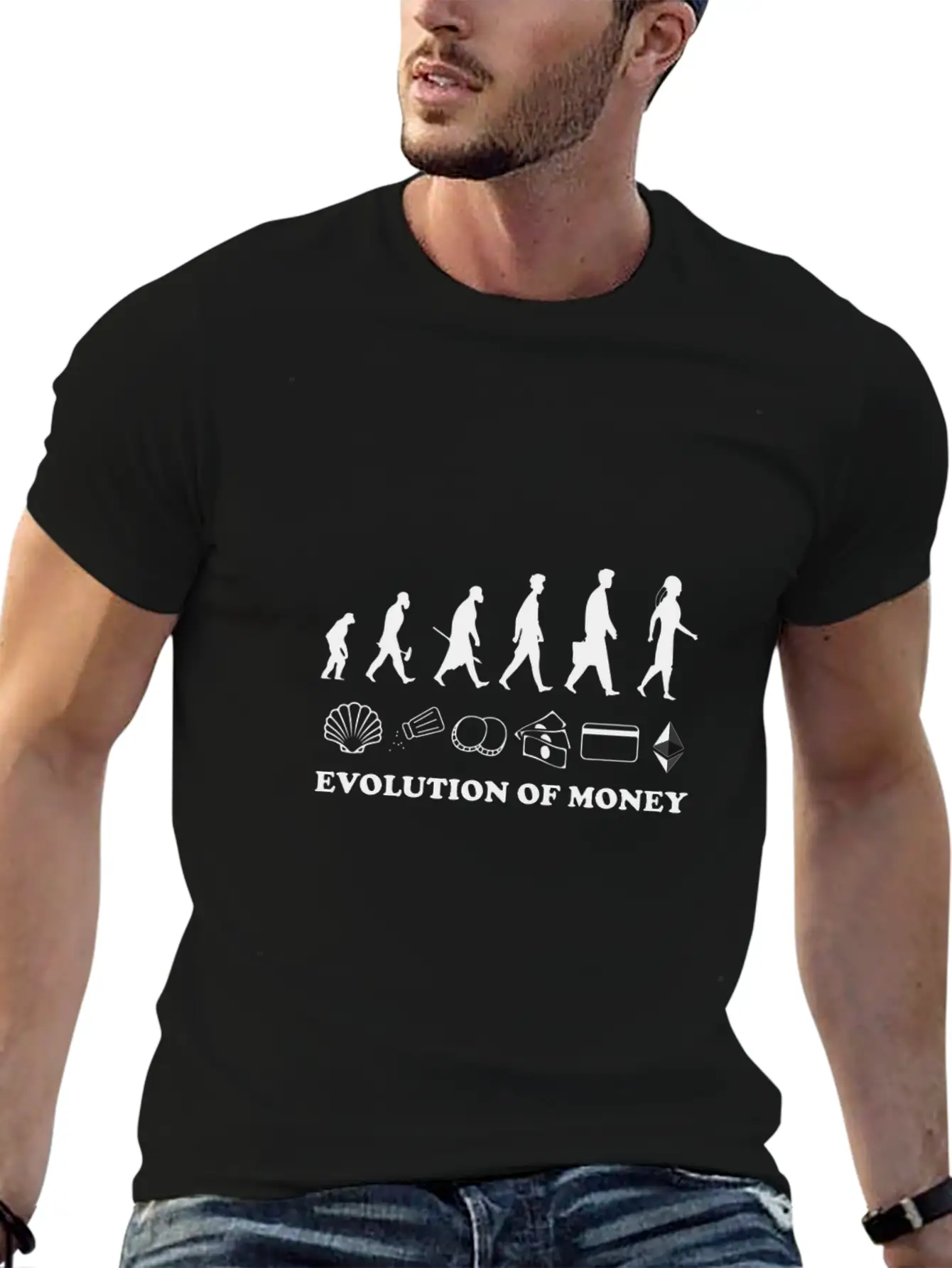 The Evolution Of Money ETH Crypto Stylish Everyday T-Shirt – Unisex Basic Cotton Tee
