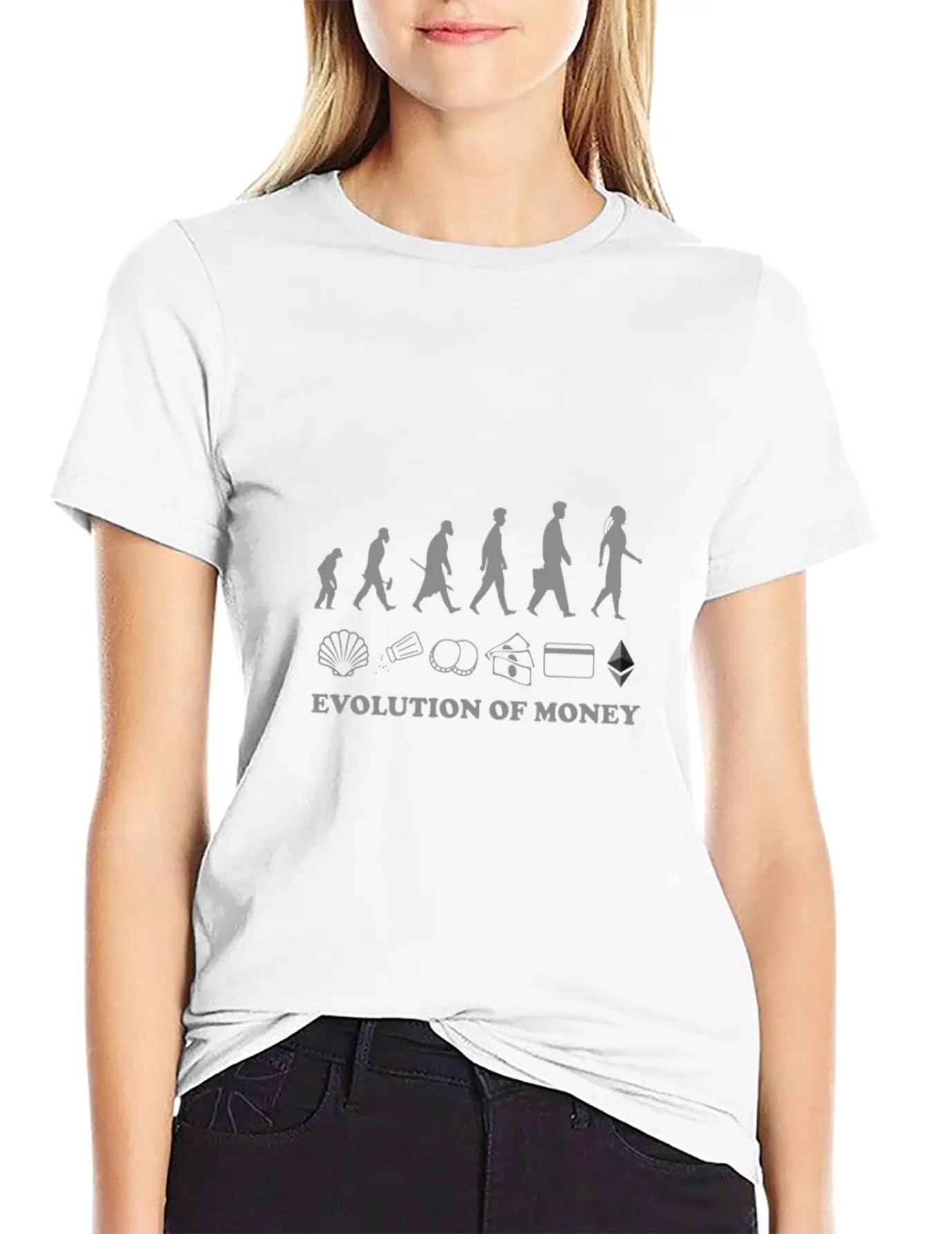 The Evolution Of Money ETH Crypto Stylish Everyday T-Shirt – Unisex Basic Cotton Tee