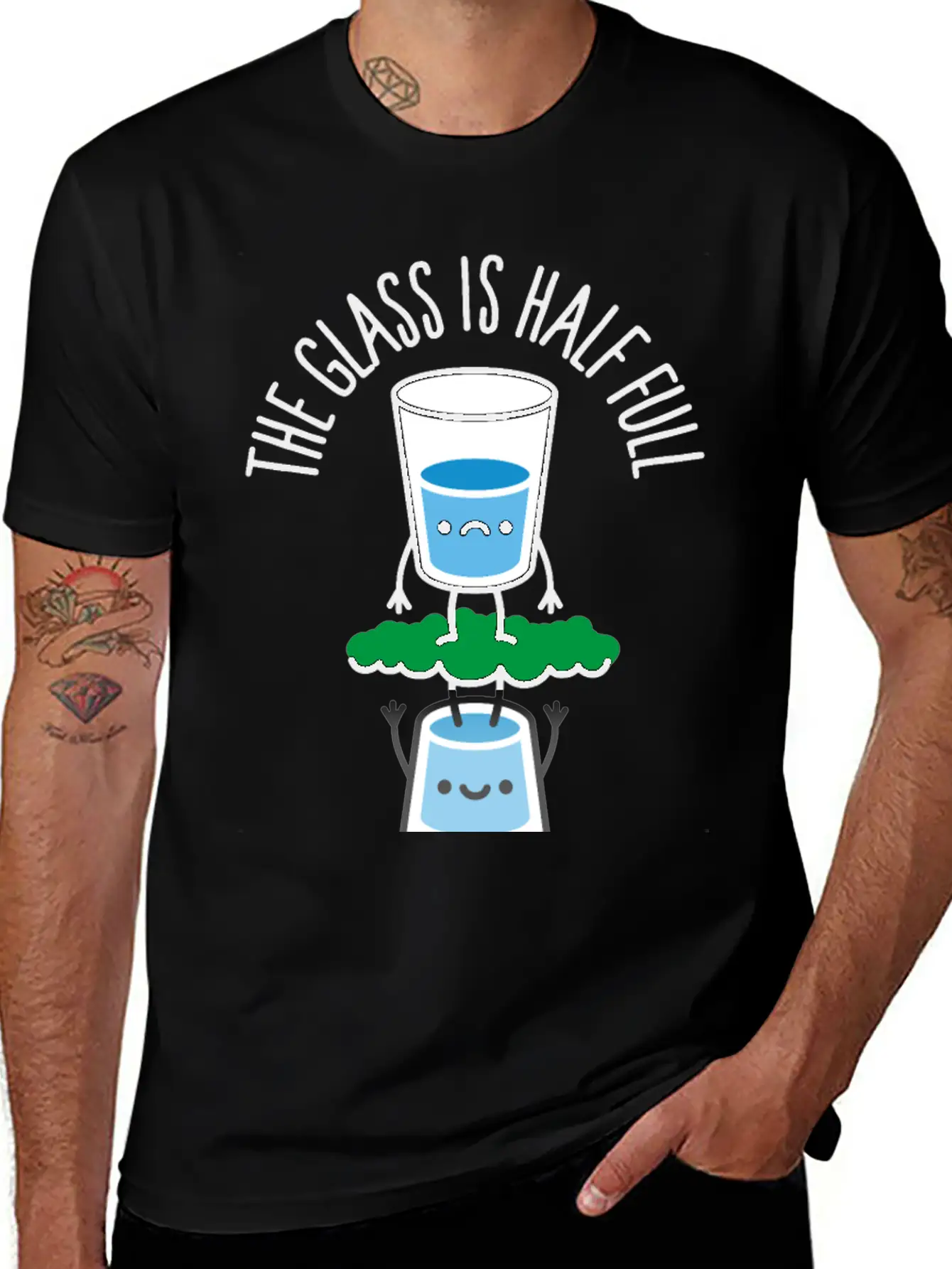 The Glass Is Half Full Psychology Psychologist Classic Fit Graphic Tee For Daily Comfort – Unisex Cotton Shirt