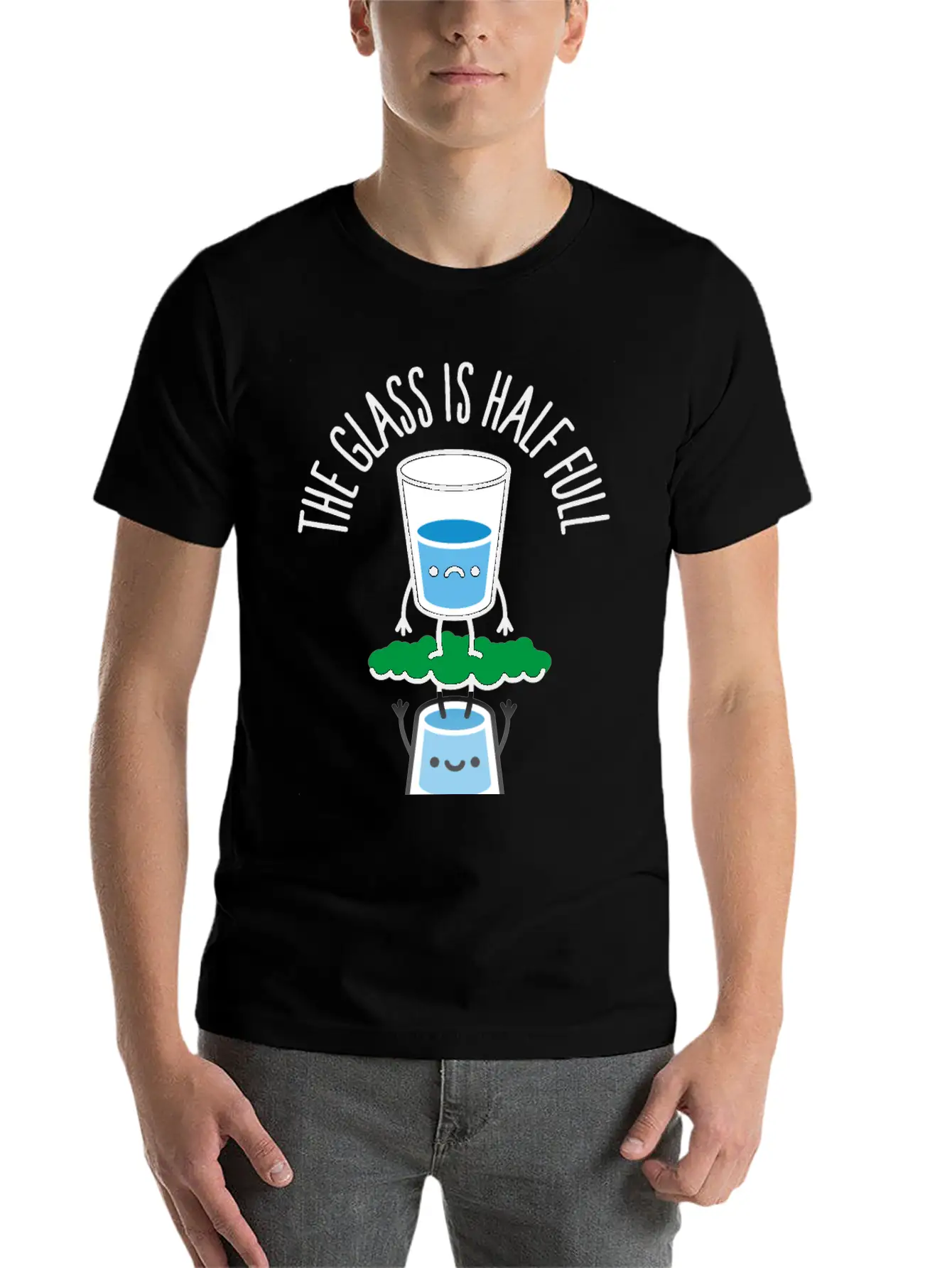 The Glass Is Half Full Psychology Psychologist Classic Fit Graphic Tee For Daily Comfort – Unisex Cotton Shirt