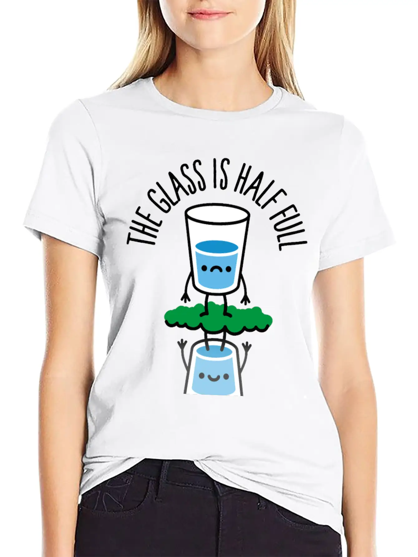 The Glass Is Half Full Psychology Psychologist Unisex Casual T-Shirt – Clean Design For Daily Comfort