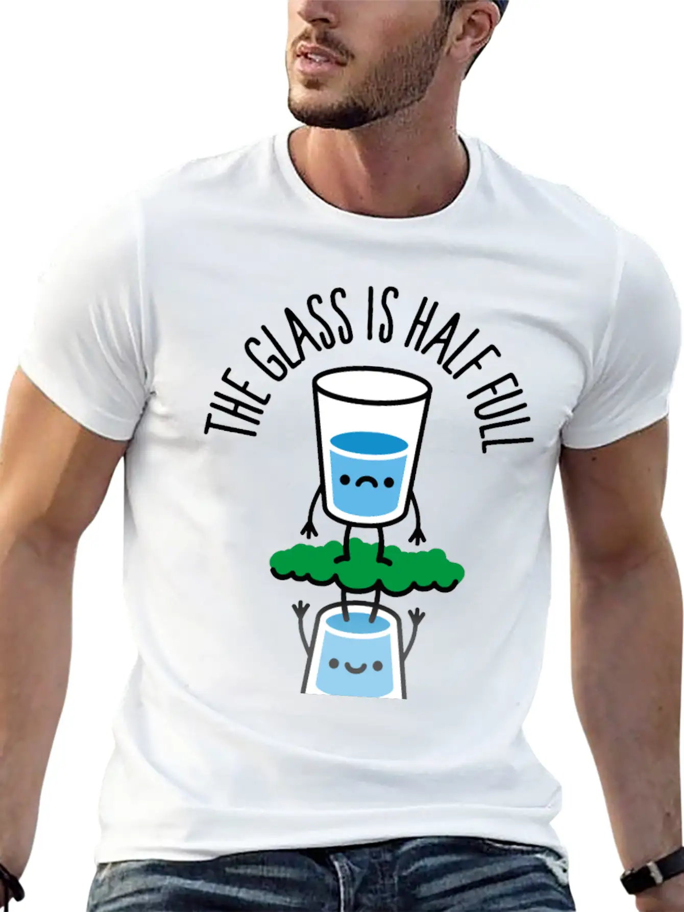 The Glass Is Half Full Psychology Psychologist Unisex Casual T-Shirt – Clean Design For Daily Comfort