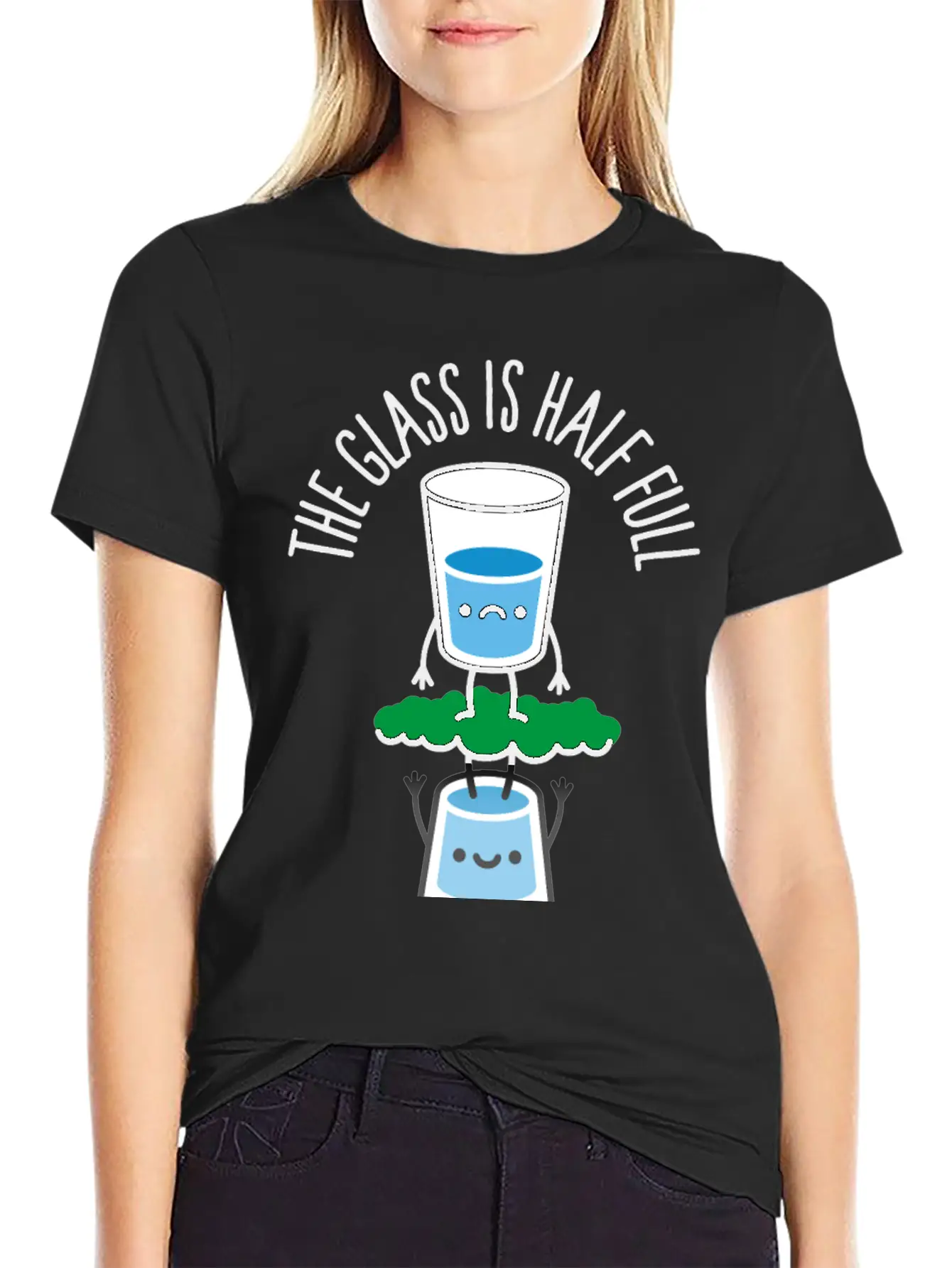 The Glass Is Half Full Psychology Psychologist Unisex Casual T-Shirt – Clean Design For Daily Comfort