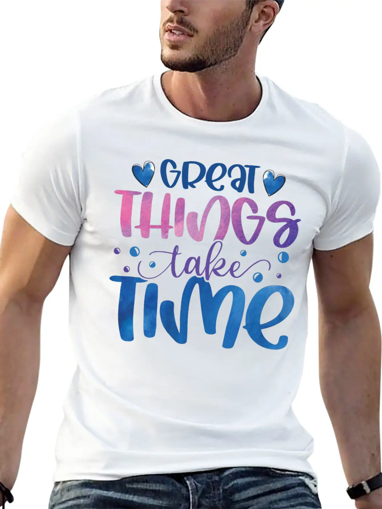 The Great Things Always Take Time Relaxed Everyday Tee – Lightweight And Durable Cotton