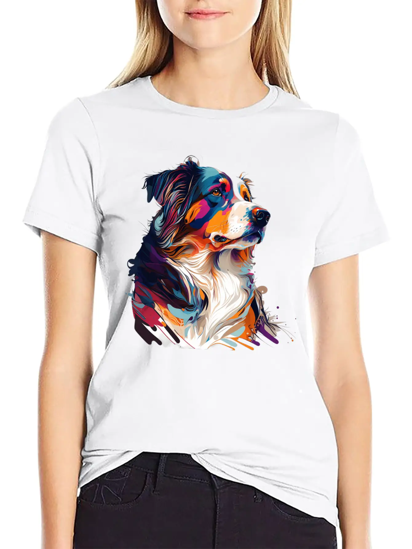 The Head And Neck Of A Colorful Pup: A Bold Dog Classic Fit Graphic Tee For Daily Comfort – Unisex Cotton Shirt