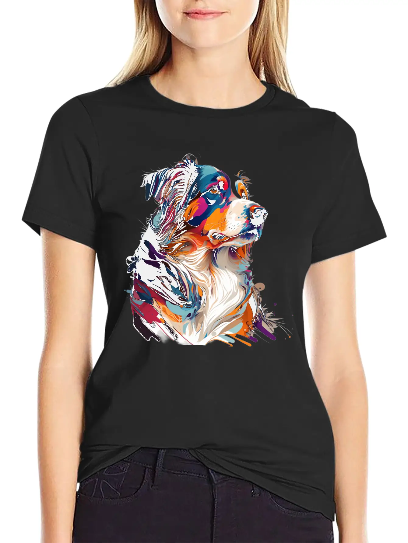 The Head And Neck Of A Colorful Pup: A Bold Dog Classic Fit Graphic Tee For Daily Comfort – Unisex Cotton Shirt