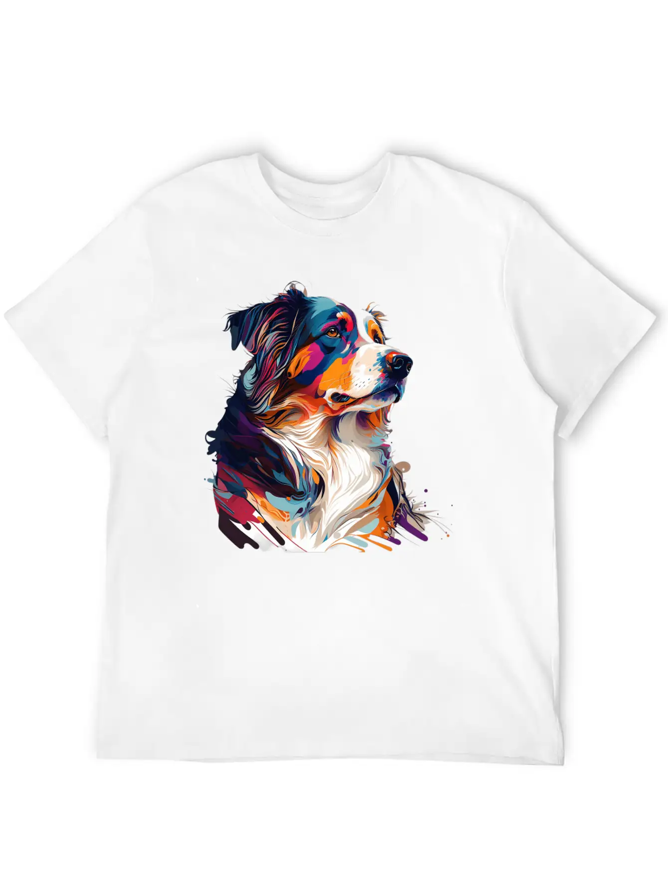 The Head And Neck Of A Colorful Pup: A Bold Dog Classic Fit Graphic Tee For Daily Comfort – Unisex Cotton Shirt