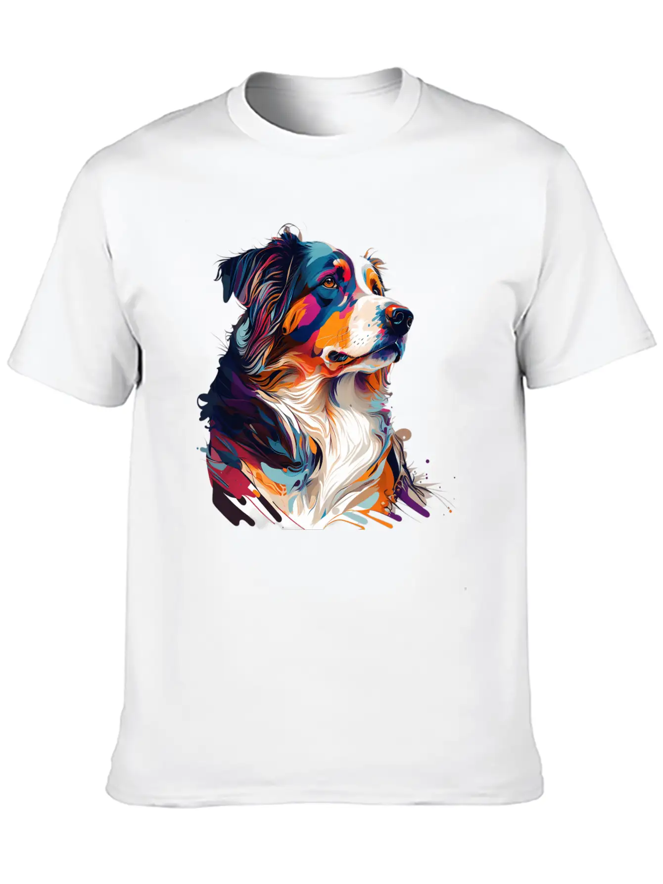 The Head And Neck Of A Colorful Pup: A Bold Dog Classic Fit Graphic Tee For Daily Comfort – Unisex Cotton Shirt
