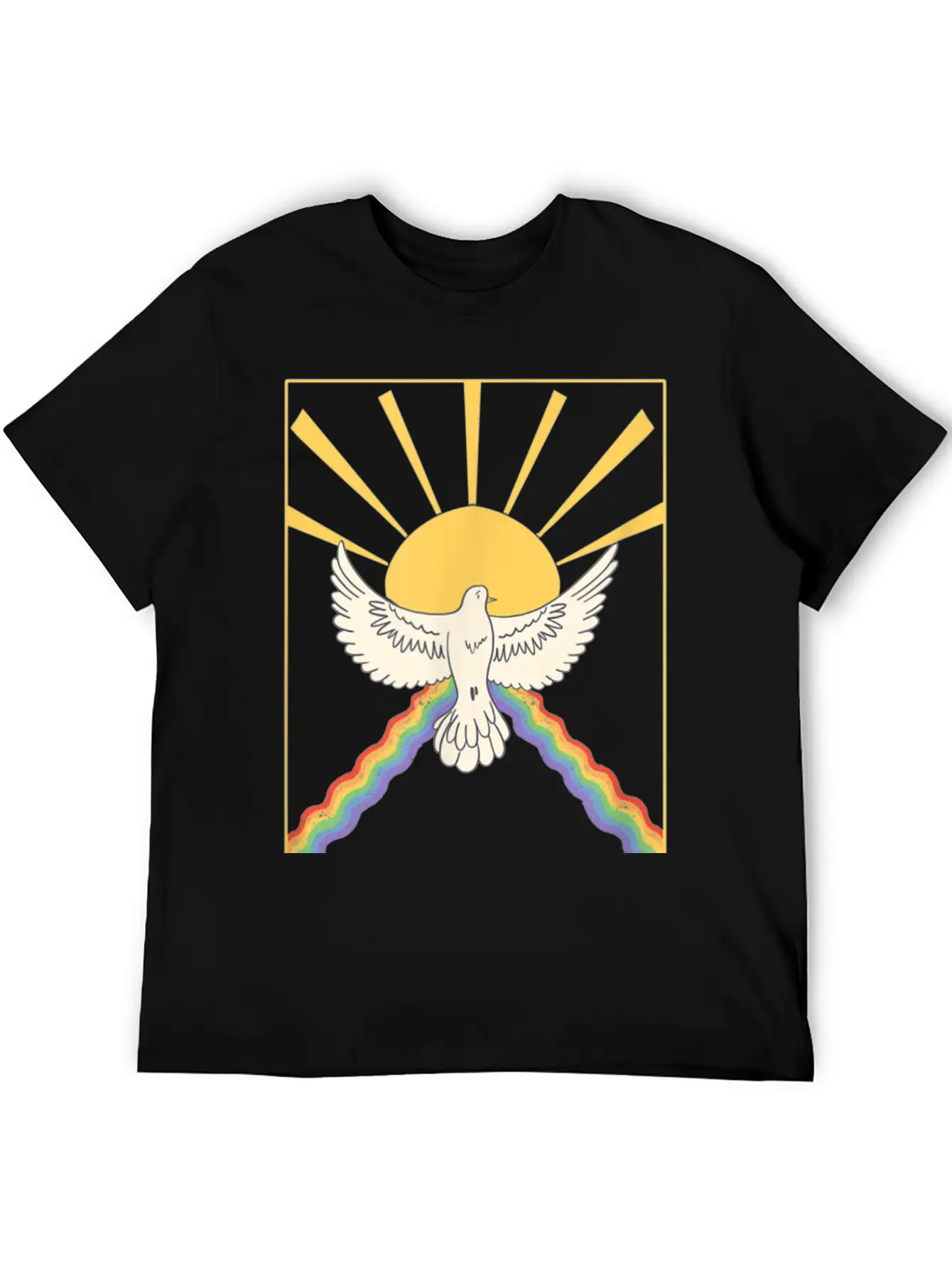 The Holy Spirit Cute Modern Dove And Rainbow Desig Modern Fit Casual T-Shirt – Clean And Versatile Design