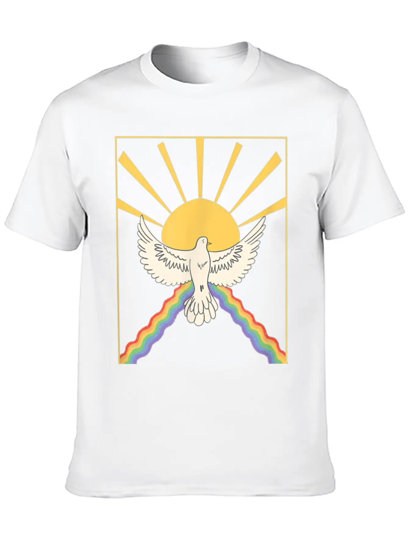 The Holy Spirit Cute Modern Dove And Rainbow Desig Modern Fit Casual T-Shirt – Clean And Versatile Design