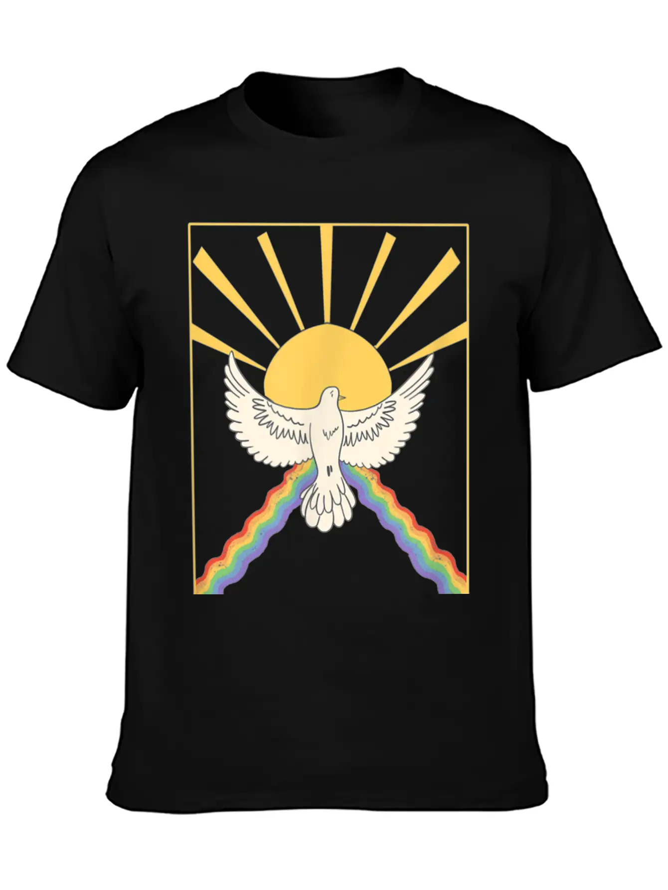 The Holy Spirit Cute Modern Dove And Rainbow Desig Modern Fit Casual T-Shirt – Clean And Versatile Design