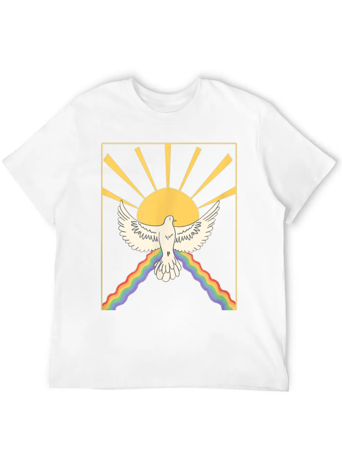 The Holy Spirit Cute Modern Dove And Rainbow Desig Modern Fit Casual T-Shirt – Clean And Versatile Design