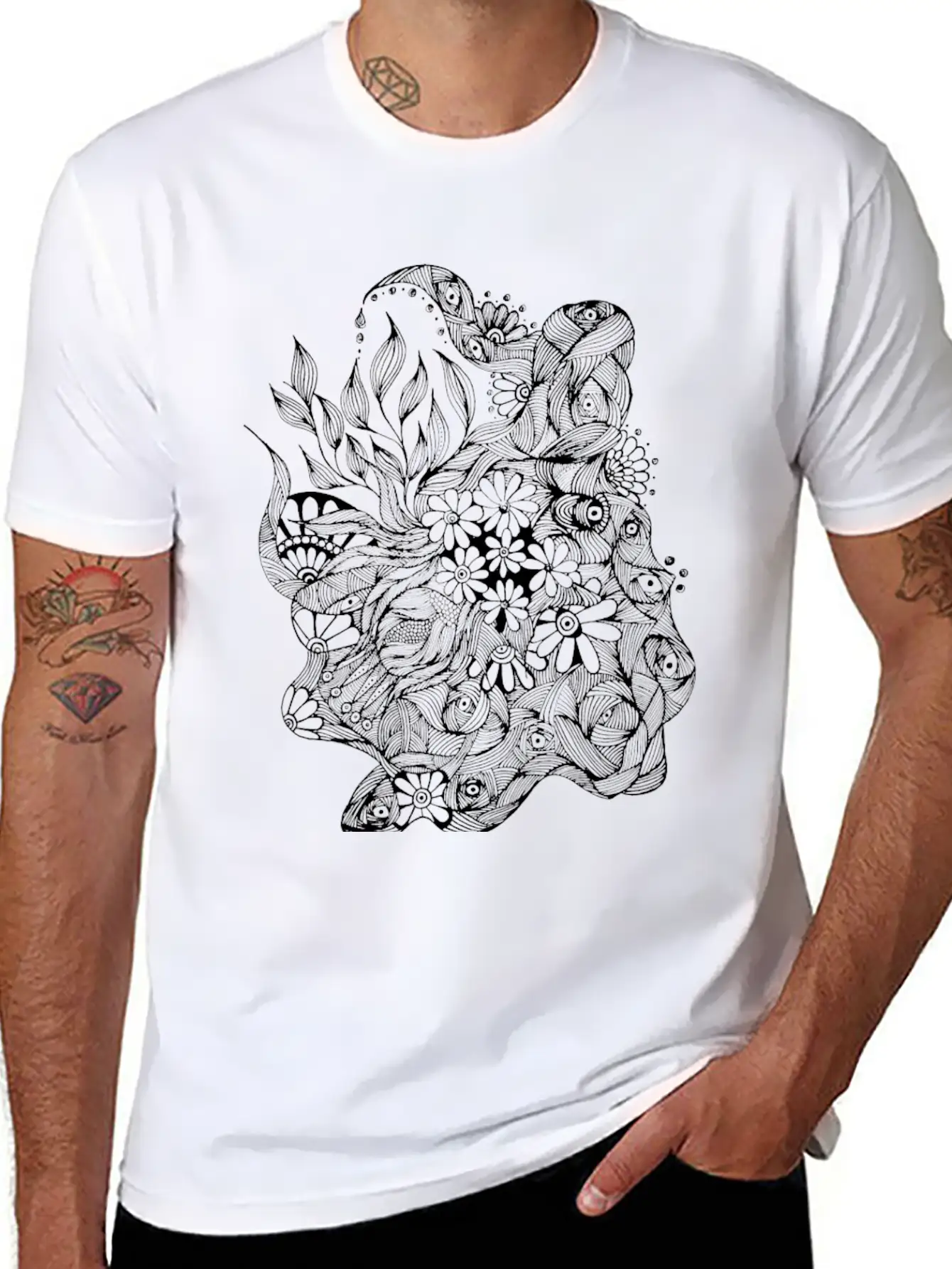 The Lined Design And The Vector Design. Essential Cotton Tee For Daily Outfits – Unisex Style