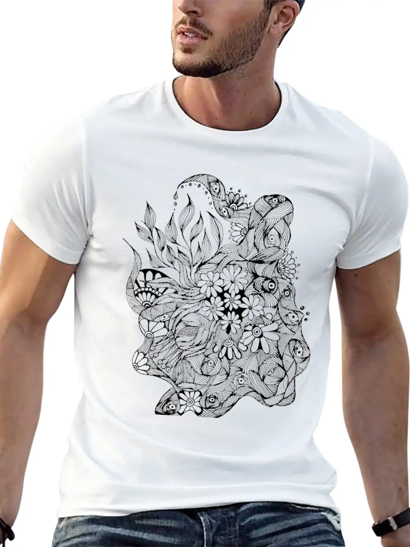 The Lined Design And The Vector Design. Essential Cotton Tee For Daily Outfits – Unisex Style
