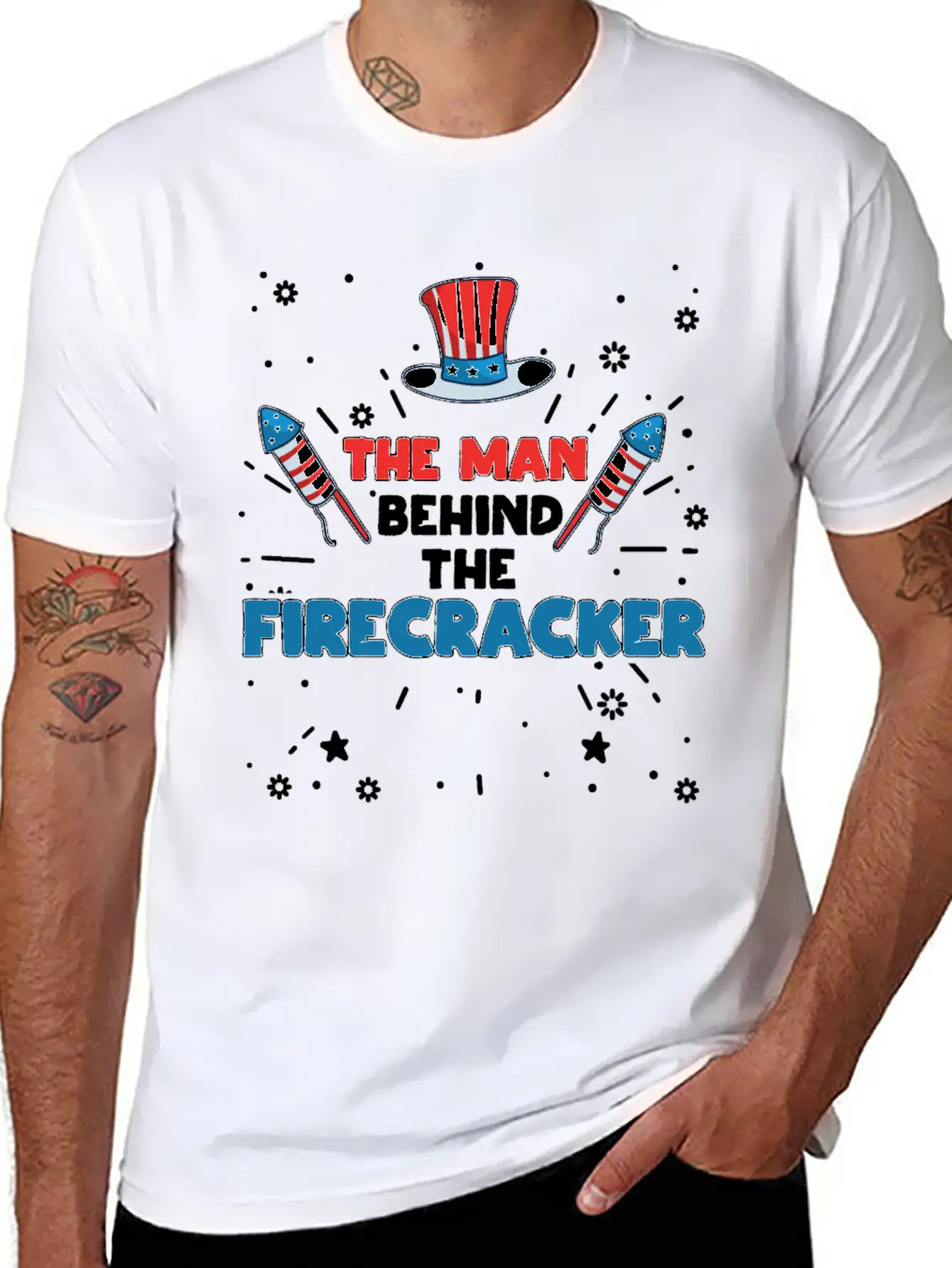 The Man Behind The Firecracker July 4th Fourth Soft Cotton Short Sleeve Tee – Unisex Wardrobe Staple