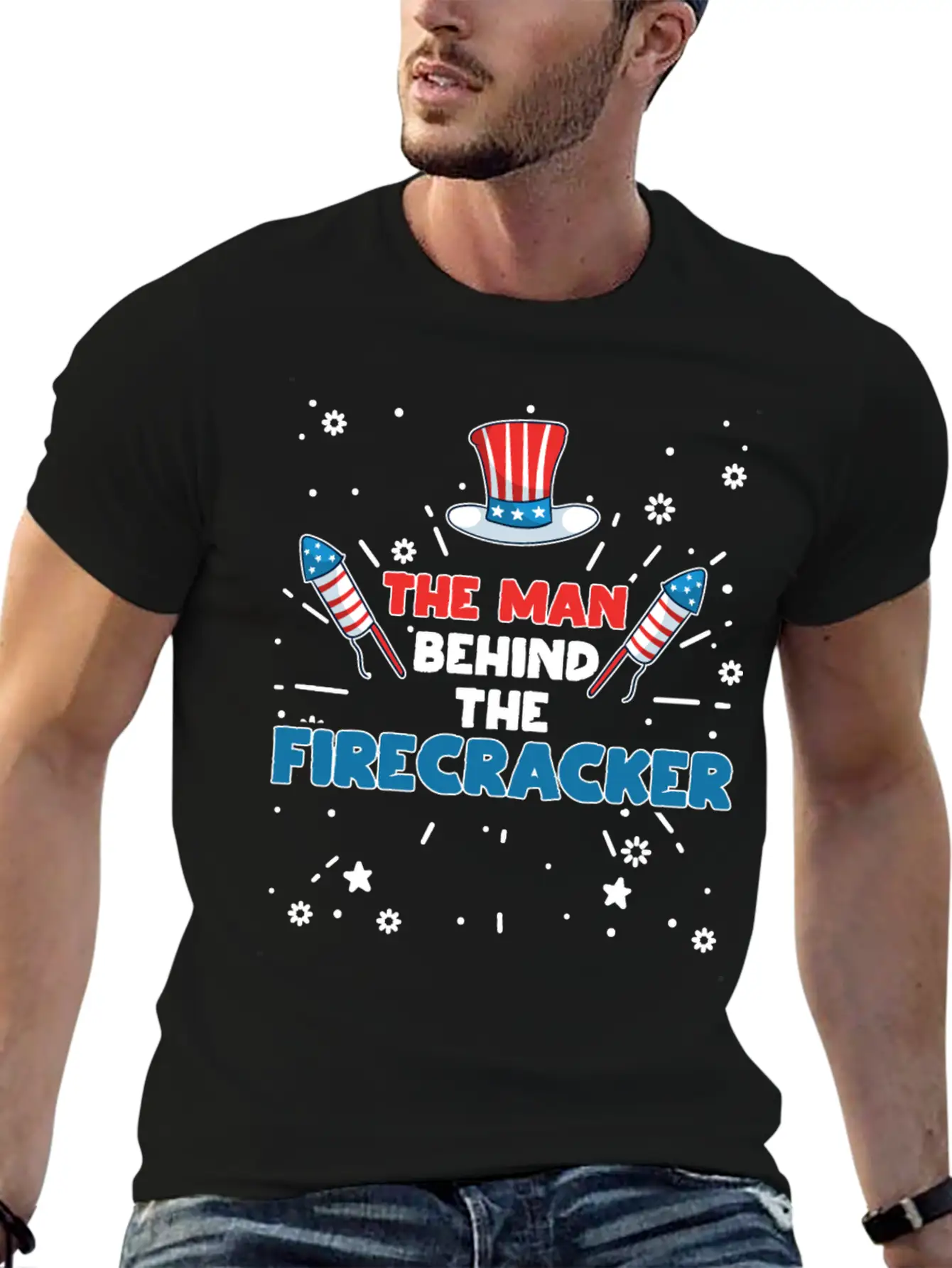 The Man Behind The Firecracker July 4th Fourth Soft Cotton Short Sleeve Tee – Unisex Wardrobe Staple