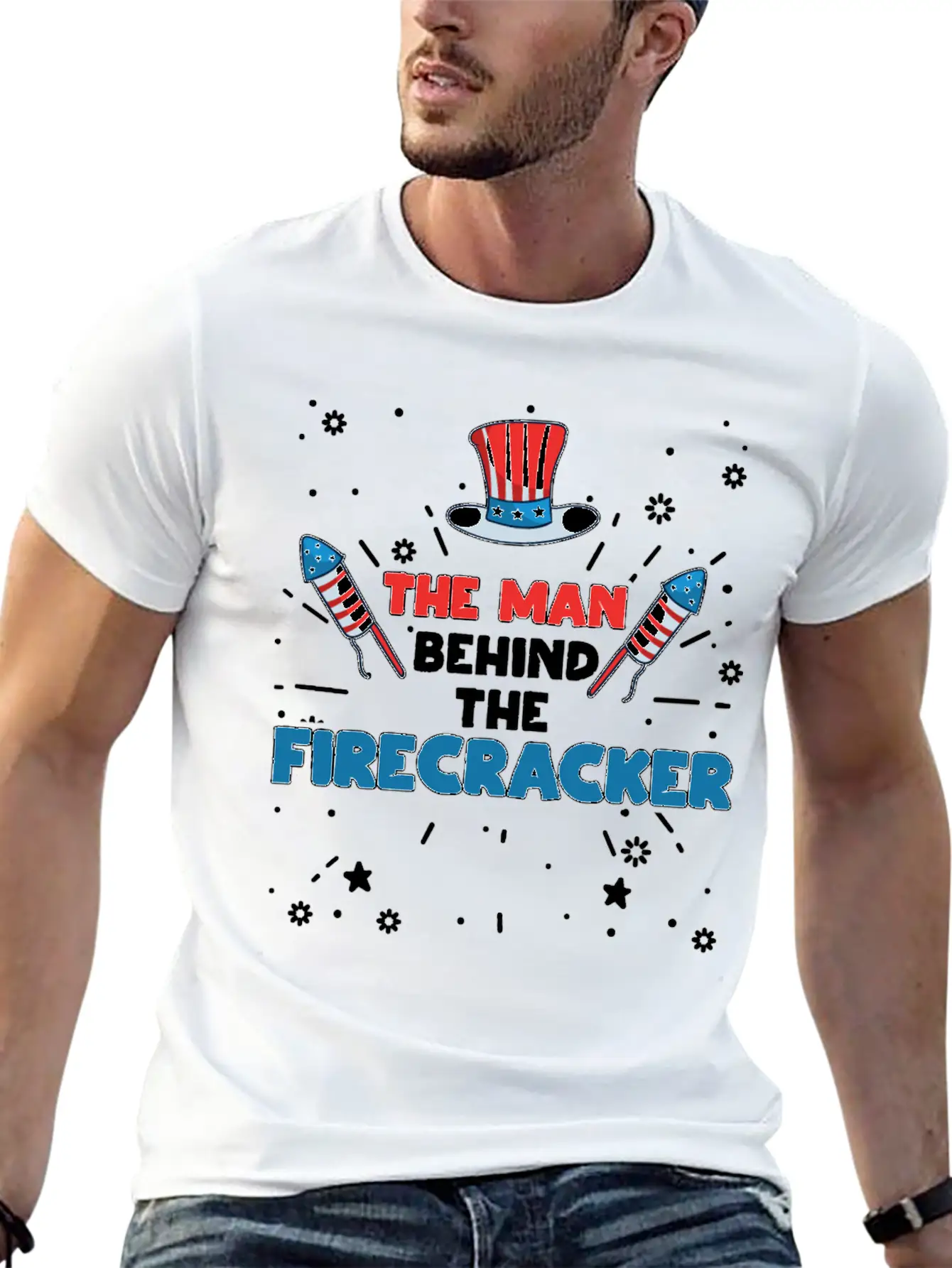 The Man Behind The Firecracker July 4th Fourth Soft Cotton Short Sleeve Tee – Unisex Wardrobe Staple