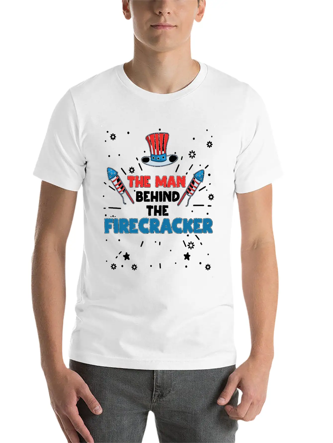 The Man Behind The Firecracker July 4th Fourth Soft Cotton Short Sleeve Tee – Unisex Wardrobe Staple